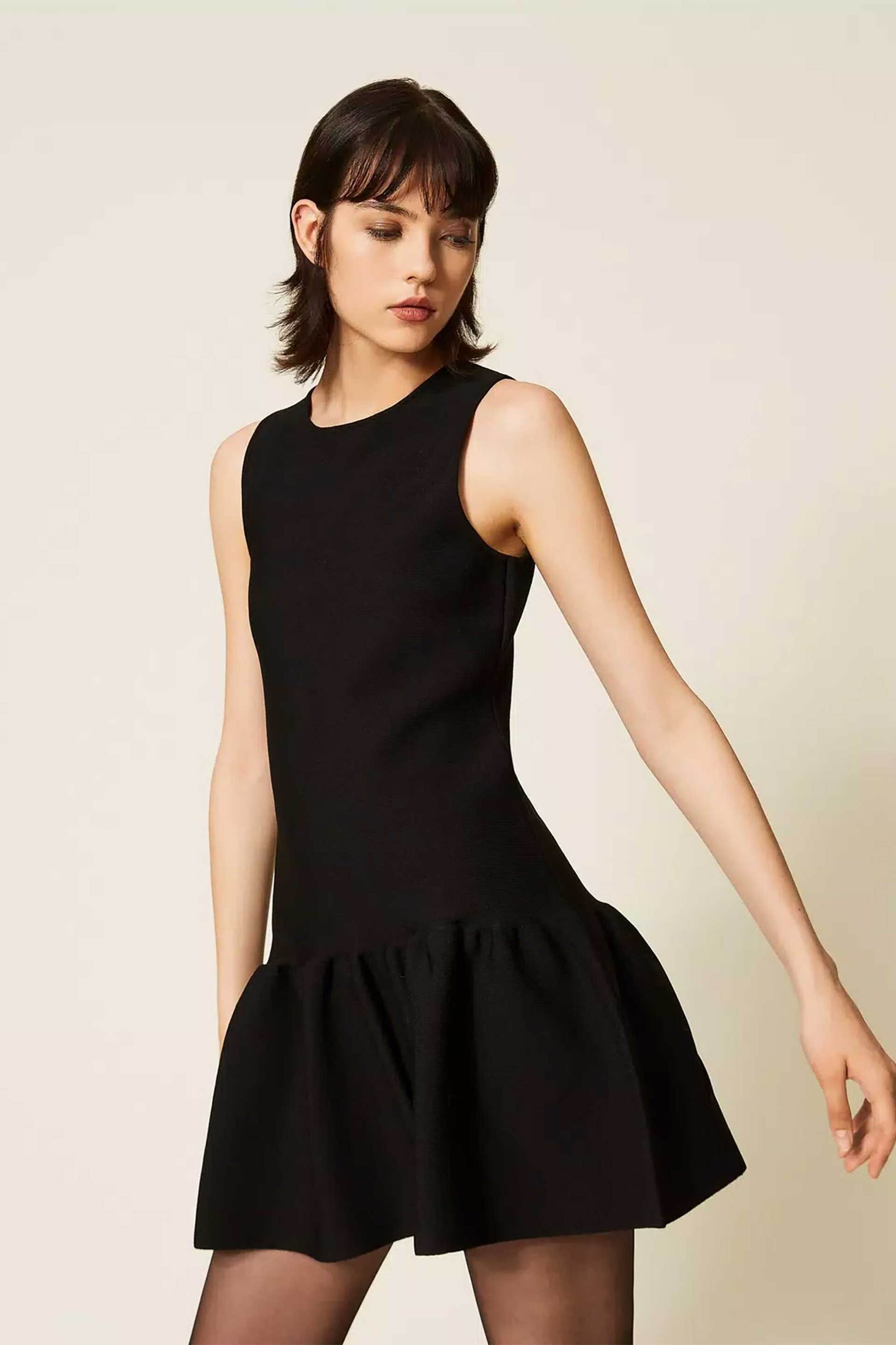 Twinset γυναικείο mini φόρεμα με βολάν στο κάτω μέρος - 262TP3144 Μαύρο
