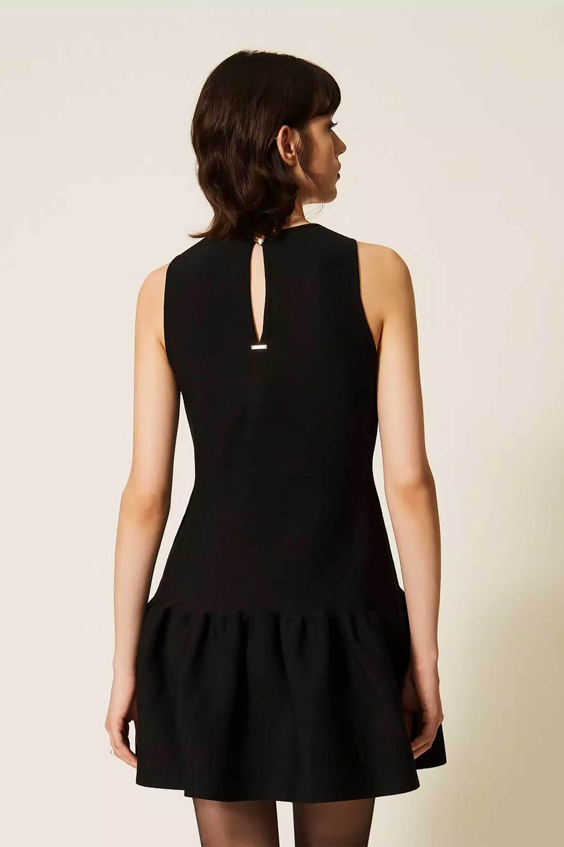 TWINSET Twinset γυναικείο mini φόρεμα με βολάν στο κάτω μέρος - 262TP3144 Μαύρο - 3