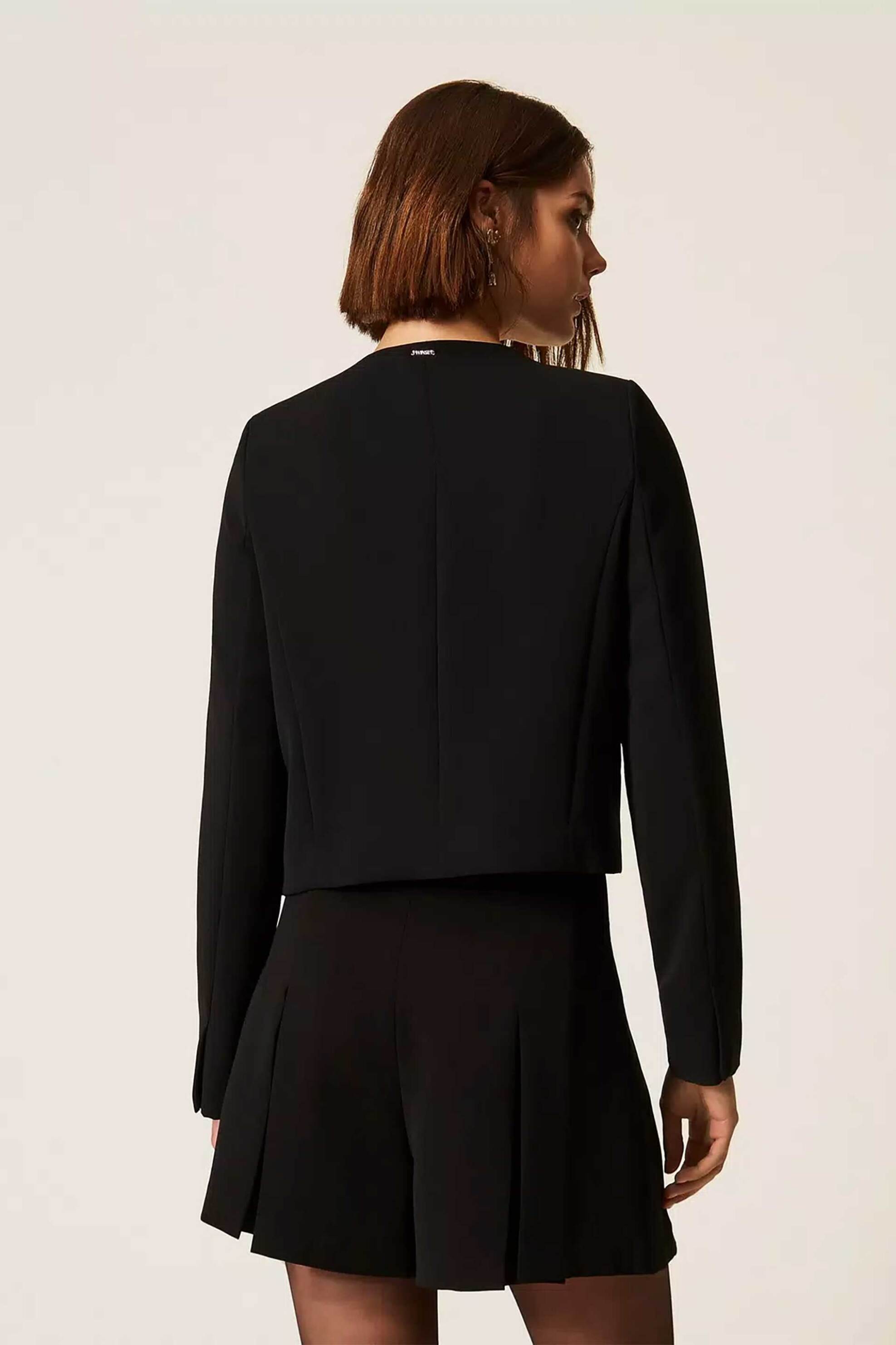 TWINSET Twinset γυναικείο σακάκι με διακοσμητικά κουμπιά καρδιές - 262TP2040 Μαύρο - 4