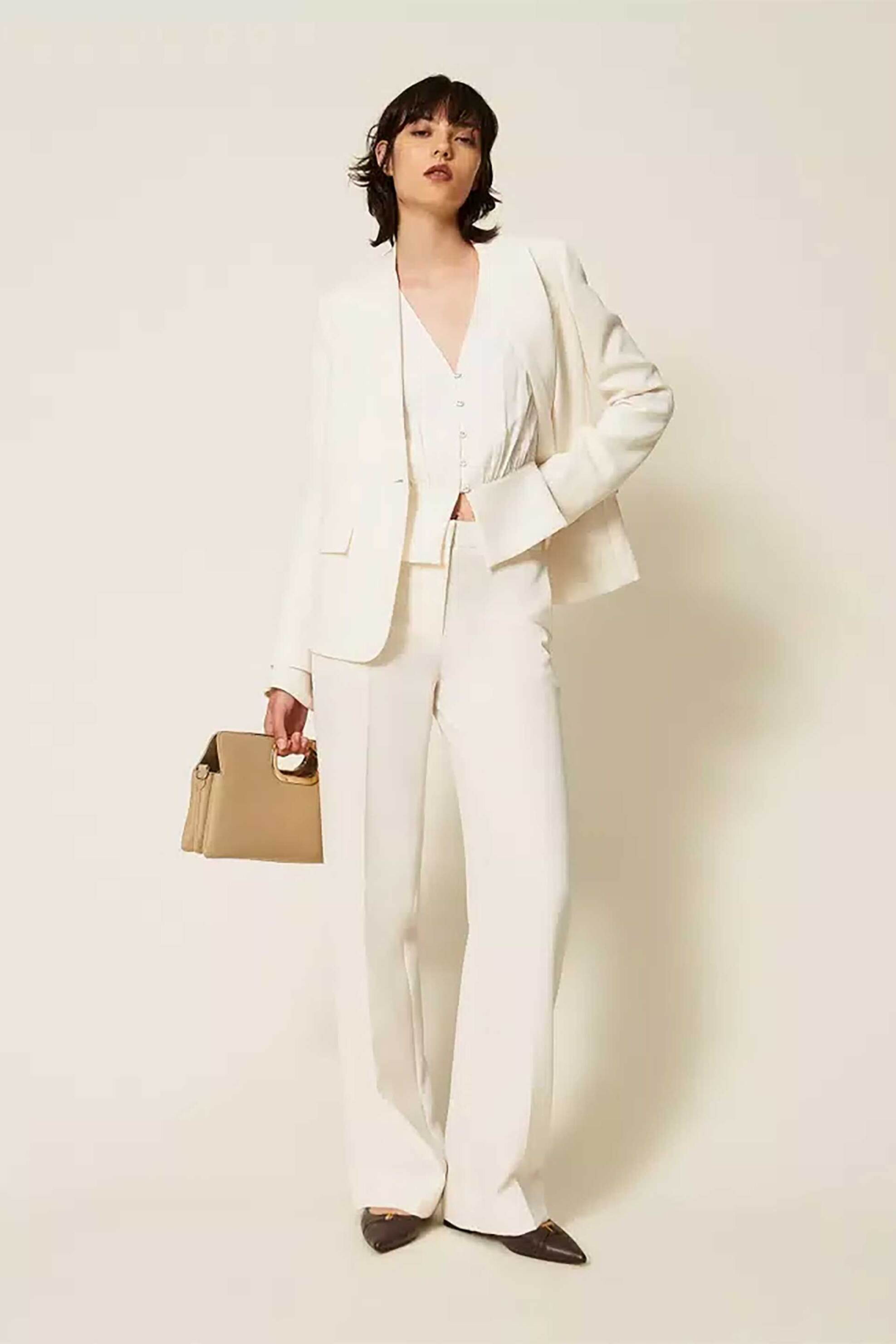 TWINSET Twinset γυναικείο σακάκι με crêpe ύφασμα - 262TP2044 Εκρού - 3