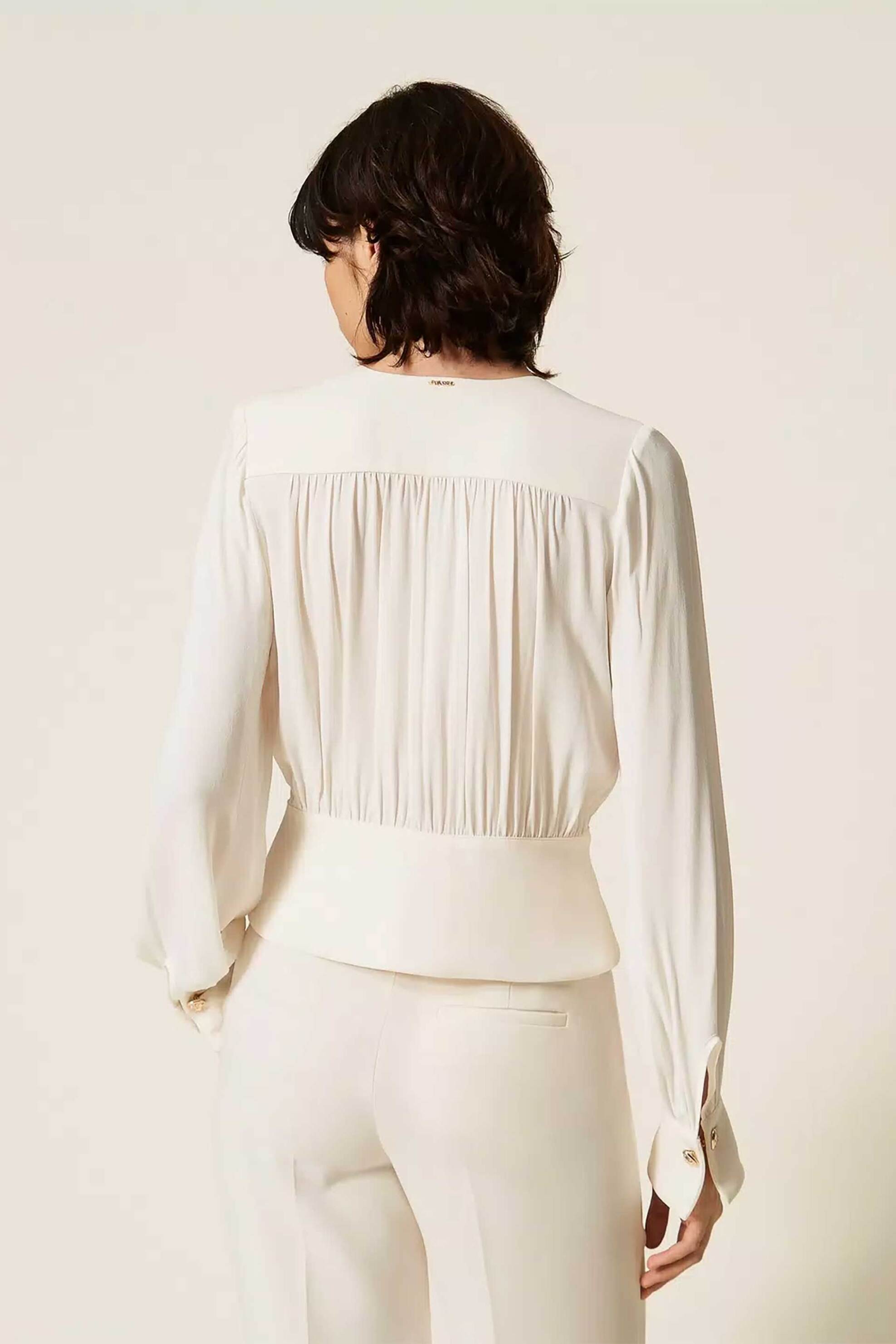 TWINSET Twinset γυναικείο πουκάμισο με πιέτες - 262TP2434 Εκρού - 4