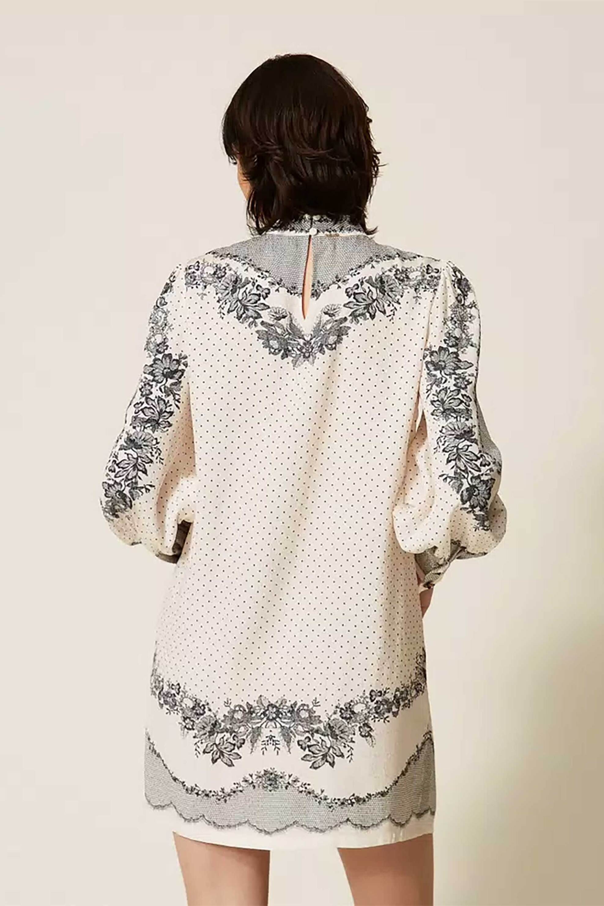 TWINSET Twinset γυναικείο mini φόρεμα με floral print - 262TP267C Λευκό - 4