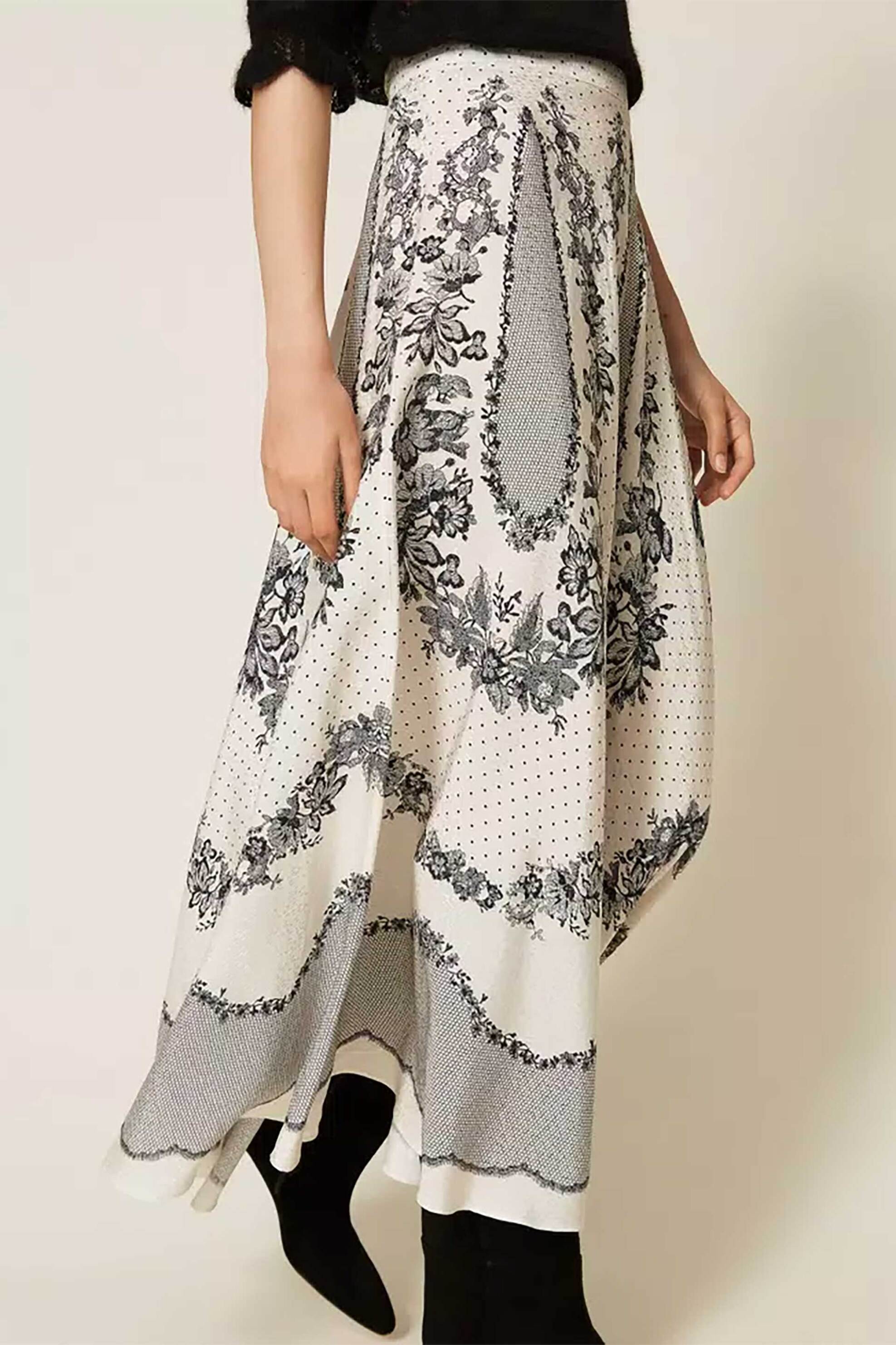 TWINSET Twinset γυναικεία maxi φούστα με all-over floral print - 262TP267E Λευκό - 2