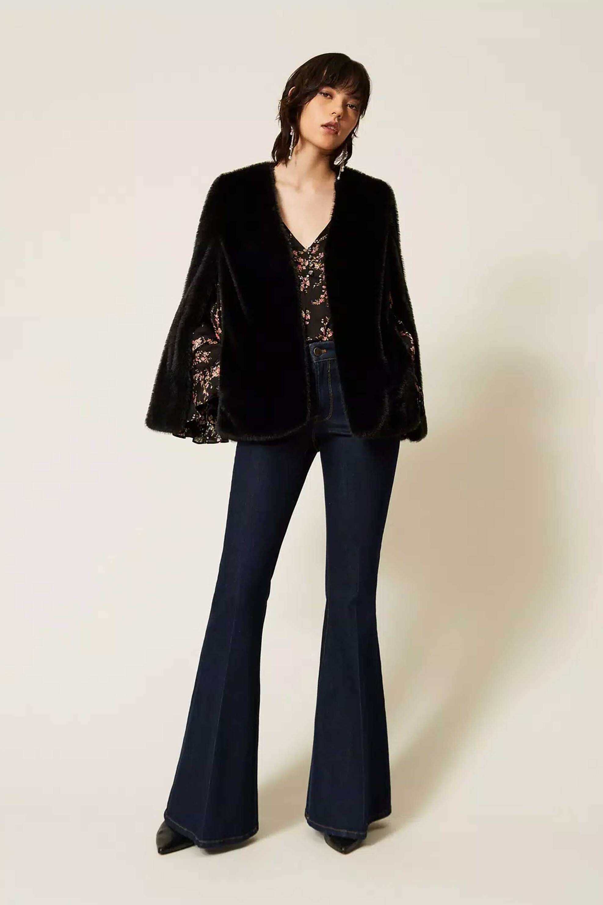 TWINSET Twinset γυναικείο παντελόνι Flared Fit - 262TP2900 Μπλε Σκούρο