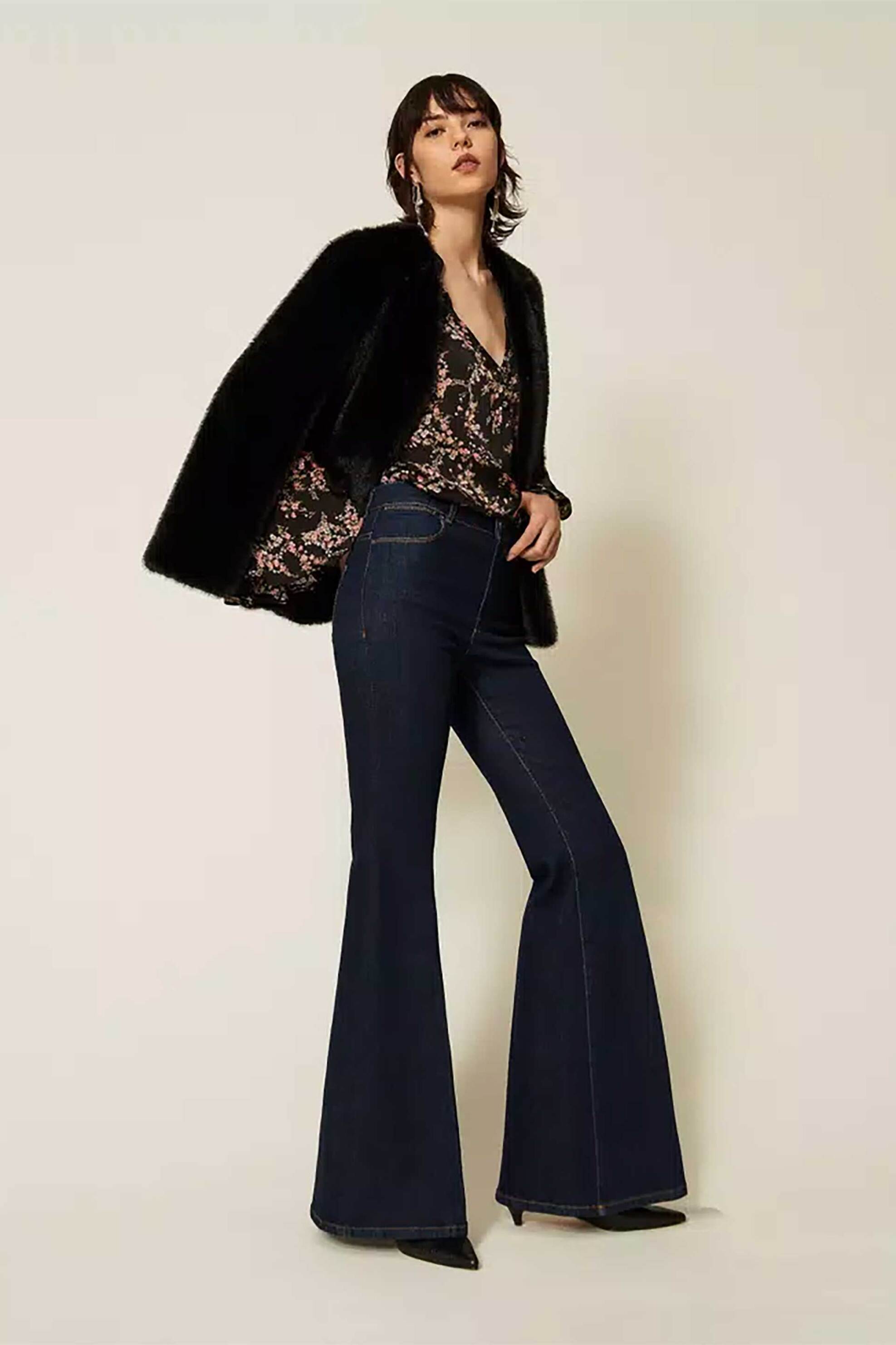 TWINSET Twinset γυναικείο παντελόνι Flared Fit - 262TP2900 Μπλε Σκούρο - 2
