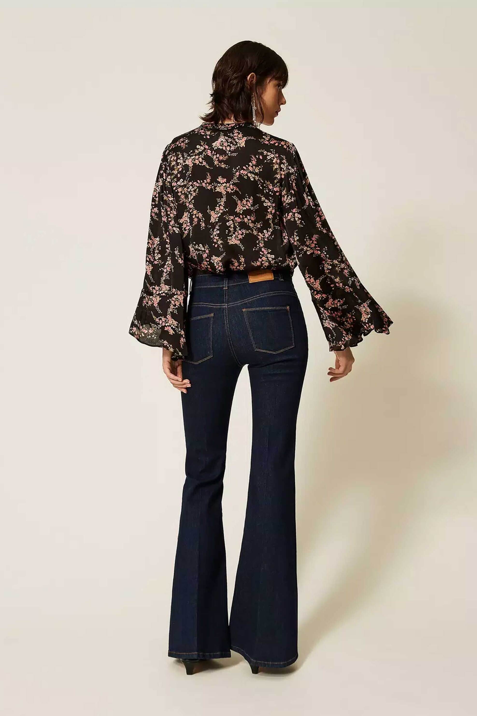 TWINSET Twinset γυναικείο παντελόνι Flared Fit - 262TP2900 Μπλε Σκούρο - 4