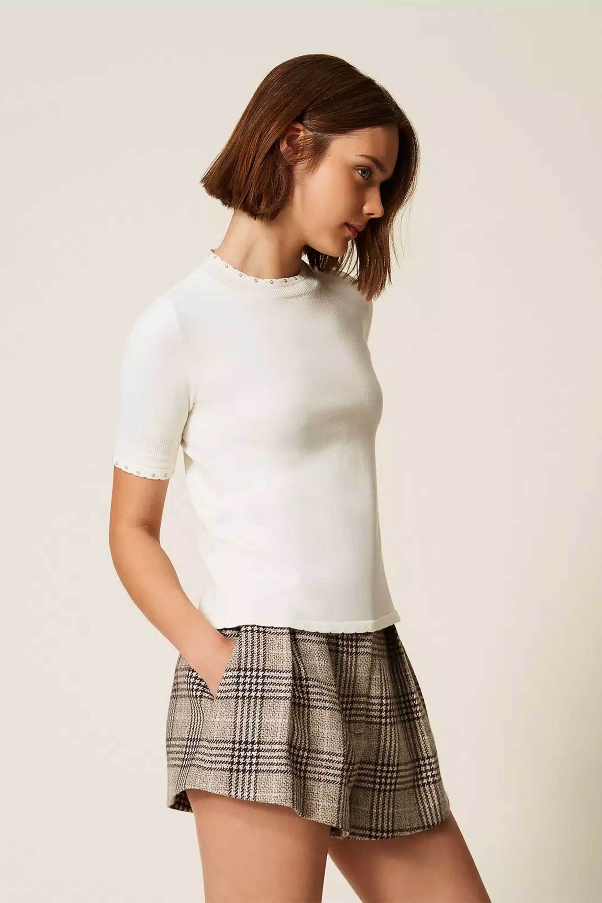 TWINSET Twinset γυναικεία μπλούζα πλεκτή με τρούκς - 262TP3097 Εκρού - 3