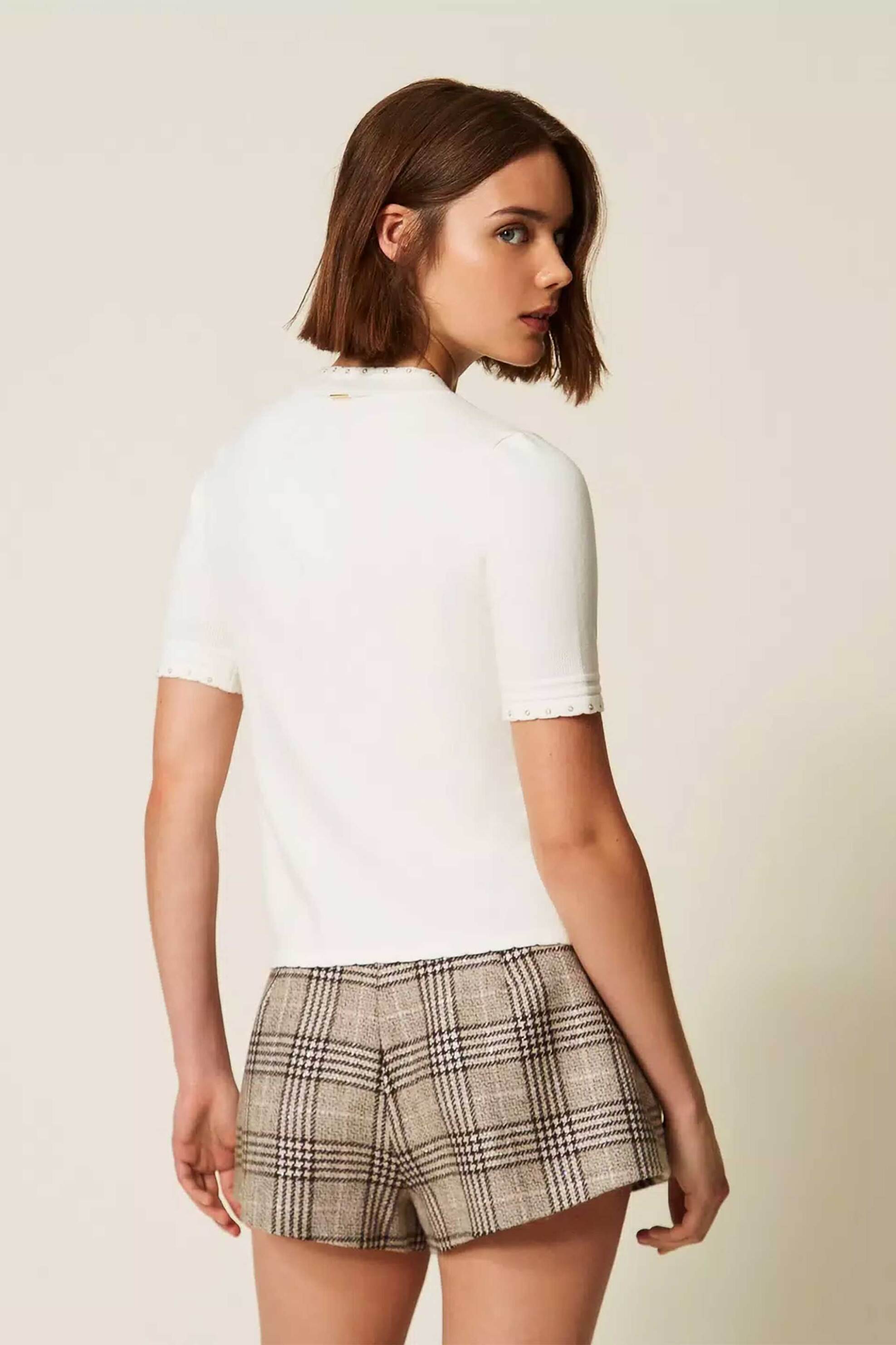 TWINSET Twinset γυναικεία μπλούζα πλεκτή με τρούκς - 262TP3097 Εκρού - 4