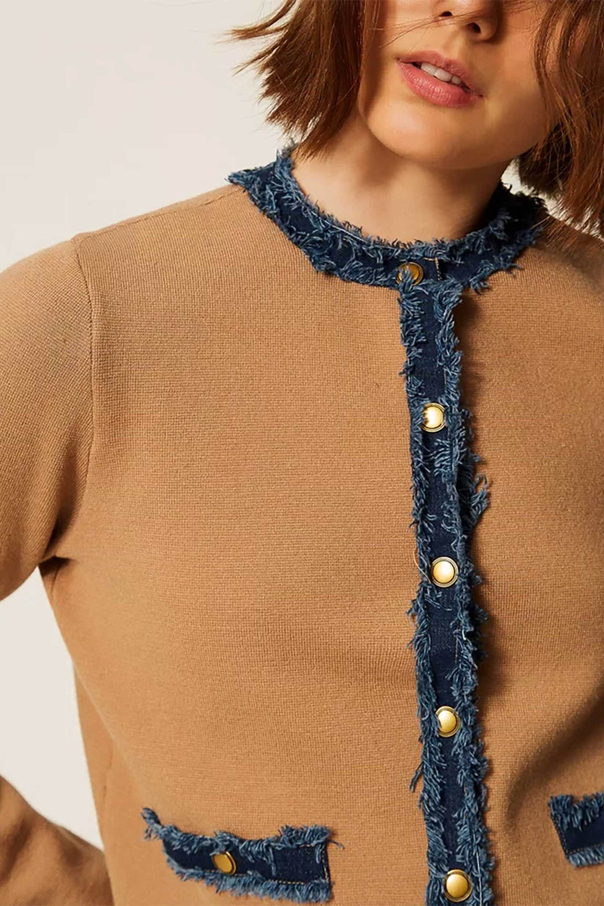 TWINSET Twinset γυναικεία ζακέτα με denim λεπτομέρειες - 262LI3GAA Ταμπά - 2