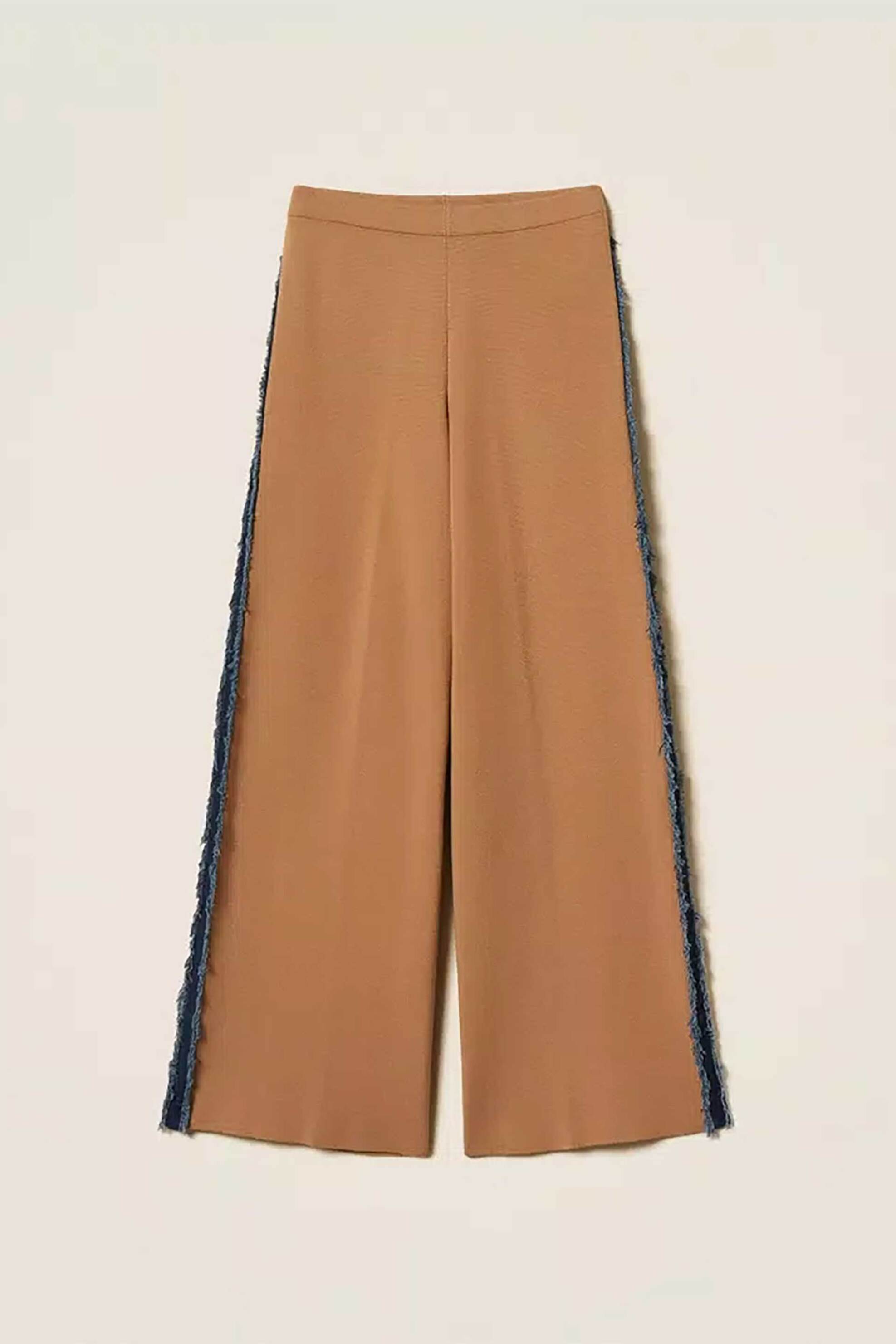 TWINSET Twinset γυναικείο πλεκτό παντελόνι με denim ρέλι - 262LI3GDD Ταμπά - 4