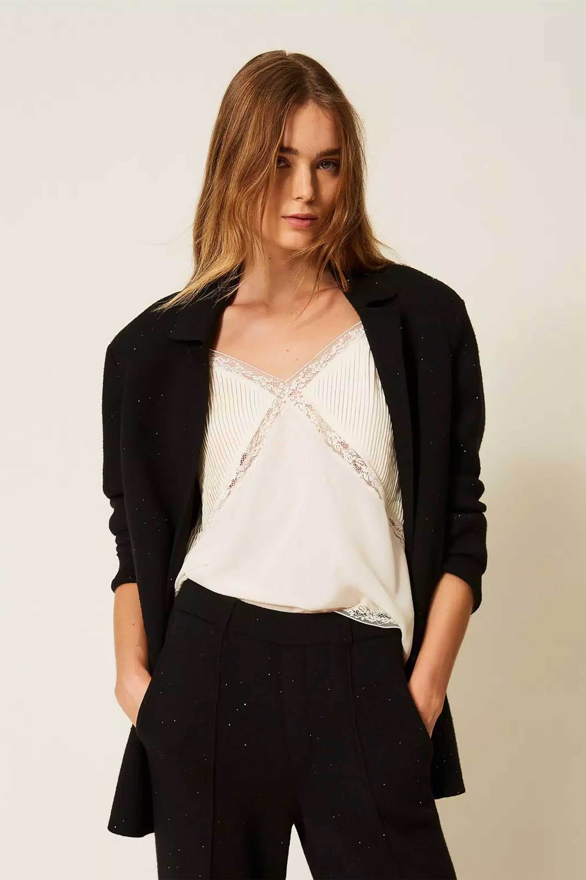 TWINSET Twinset γυναικεία ζακέτα με παγιέτα - 262LI3PAA Μαύρο - 2