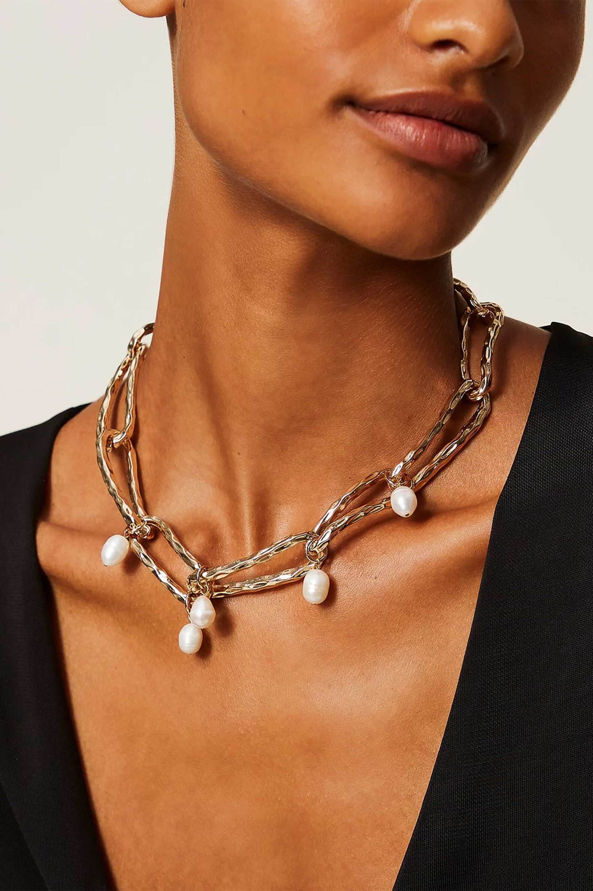 Twinset Γυναικείο Κολιέ Choker με Πέρλες - 262Ta4020 Χρυσό