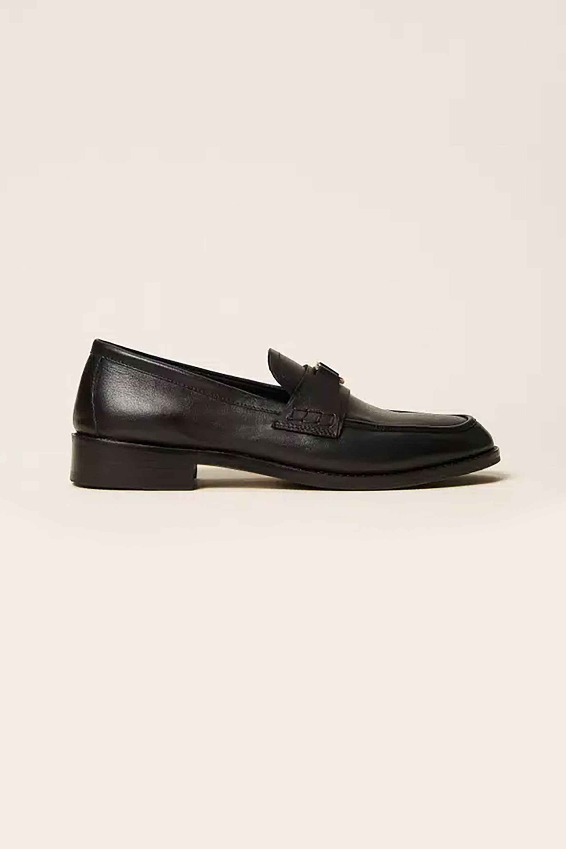 TWINSET Twinset γυναικεία δερμάτινα loafers με λογότυπο - 262TCP020 Μαύρο
