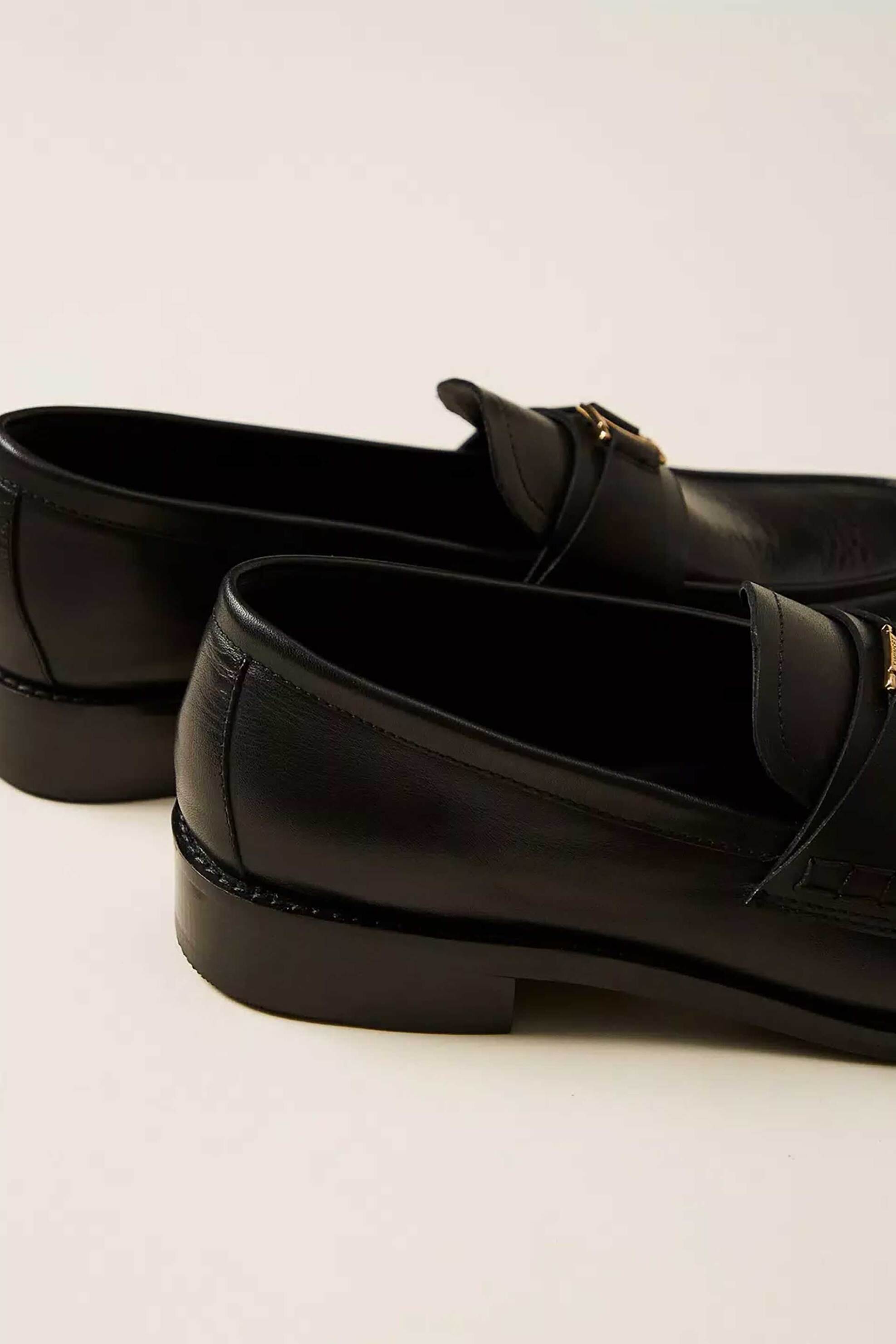TWINSET Twinset γυναικεία δερμάτινα loafers με λογότυπο - 262TCP020 Μαύρο - 3