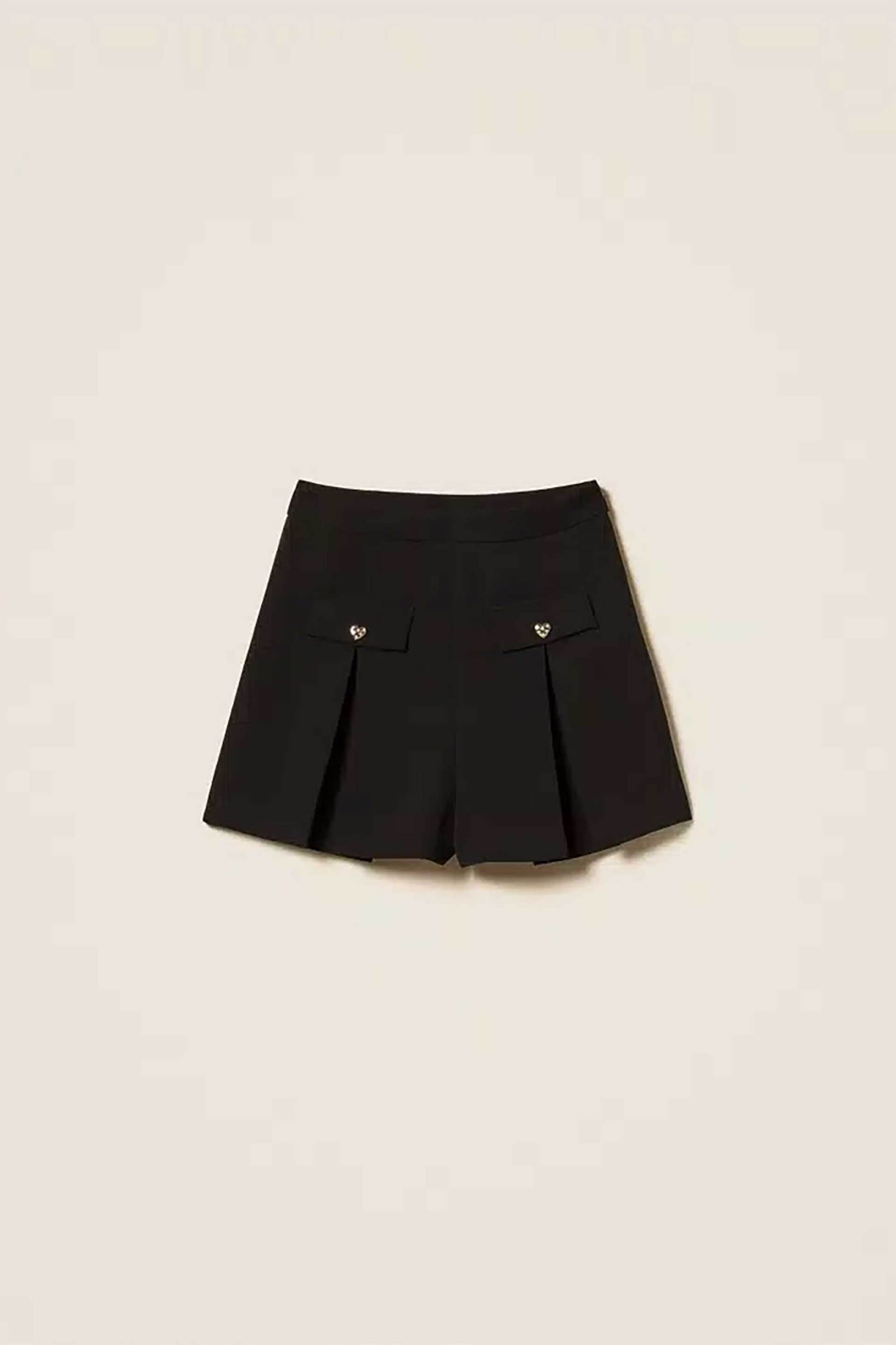 TWINSET Twinset γυναικείο σορτς με διακοσμητικές μεταλλικές καρδιές - 262TP2042 Μαύρο - 4