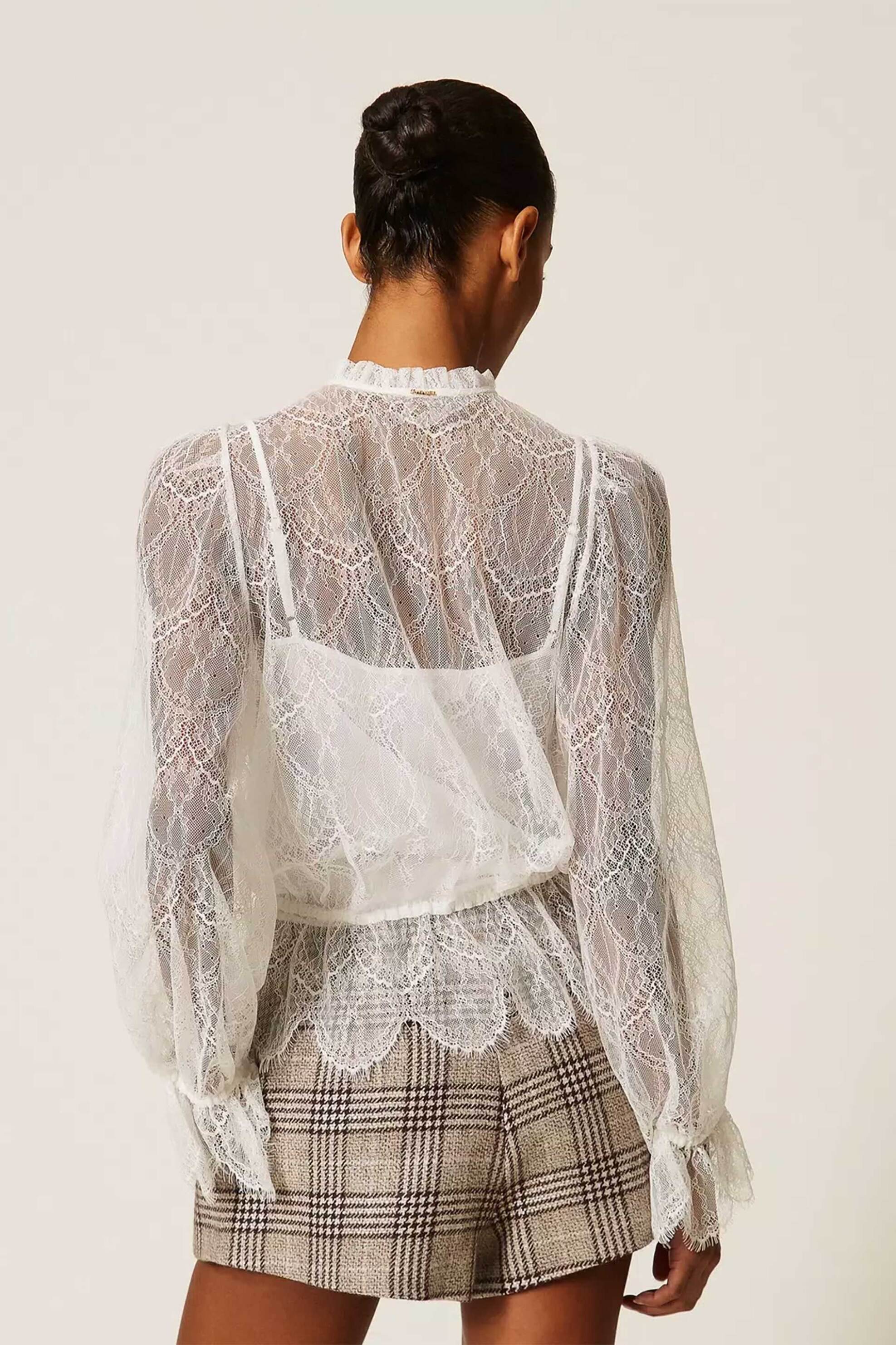 TWINSET Twinset γυναικείο πουκάμισο δαντέλα - 262TP274C Εκρού - 4