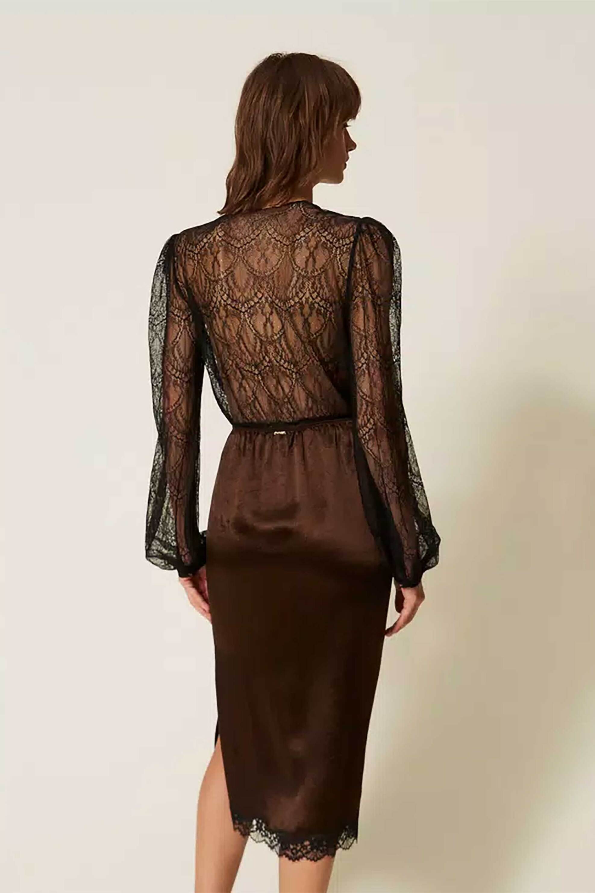 TWINSET Twinset γυναικείο κορμάκι δαντέλα - 262TP274F Μαύρο - 4