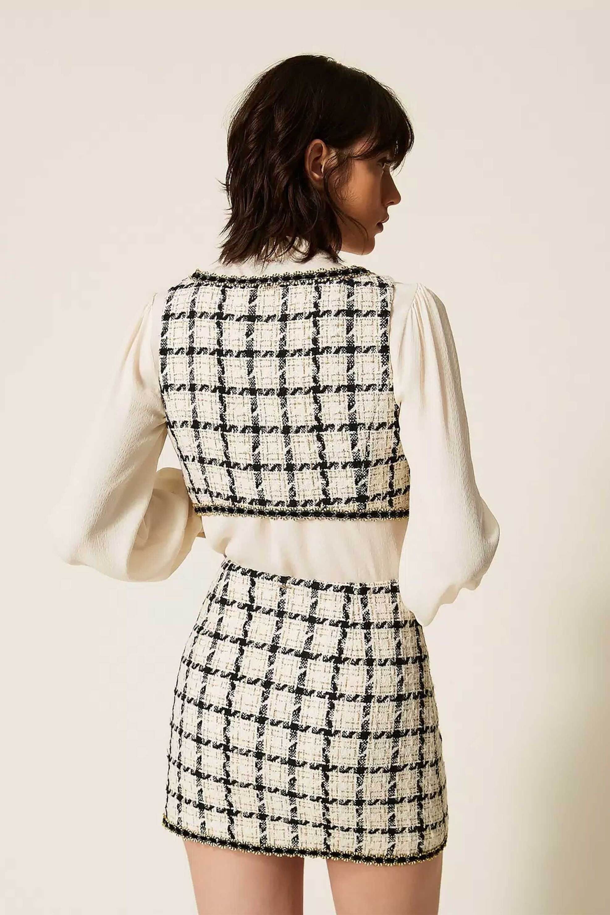 TWINSET Twinset γυναικεία mini φούστα με tweed ύφασμα - 262TP2751 Εκρού - 4