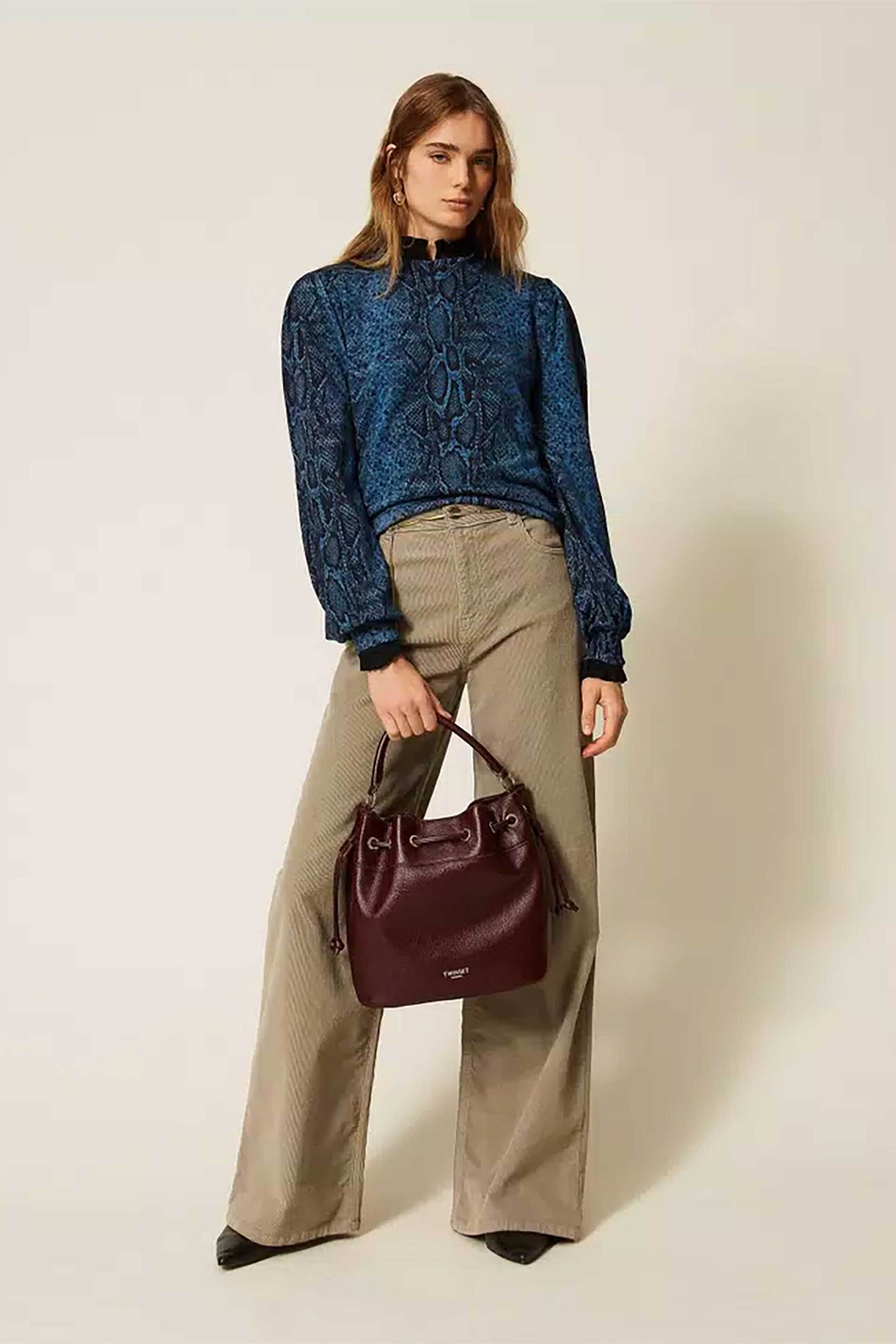 TWINSET Twinset γυναικεία μπλούζα με snake print - 262TT3410 Μπλε - 2