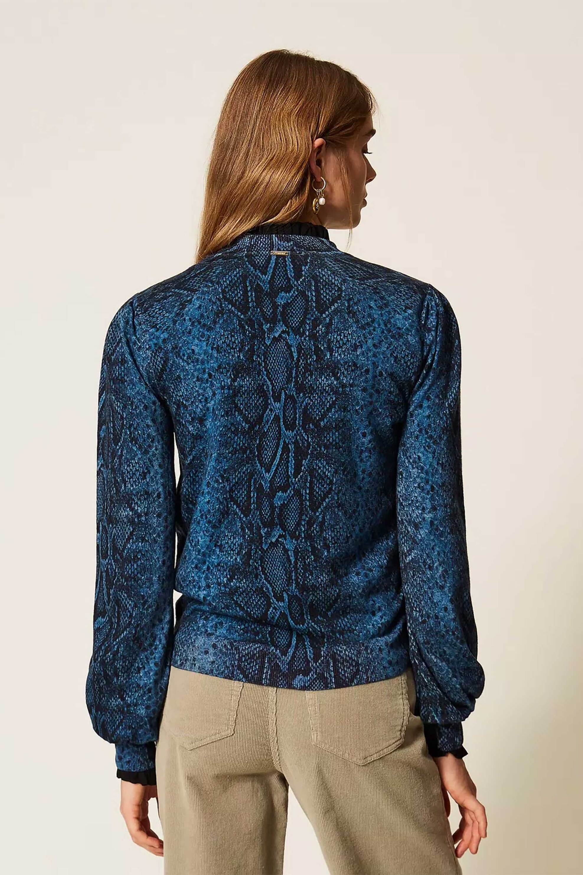 TWINSET Twinset γυναικεία μπλούζα με snake print - 262TT3410 Μπλε - 4