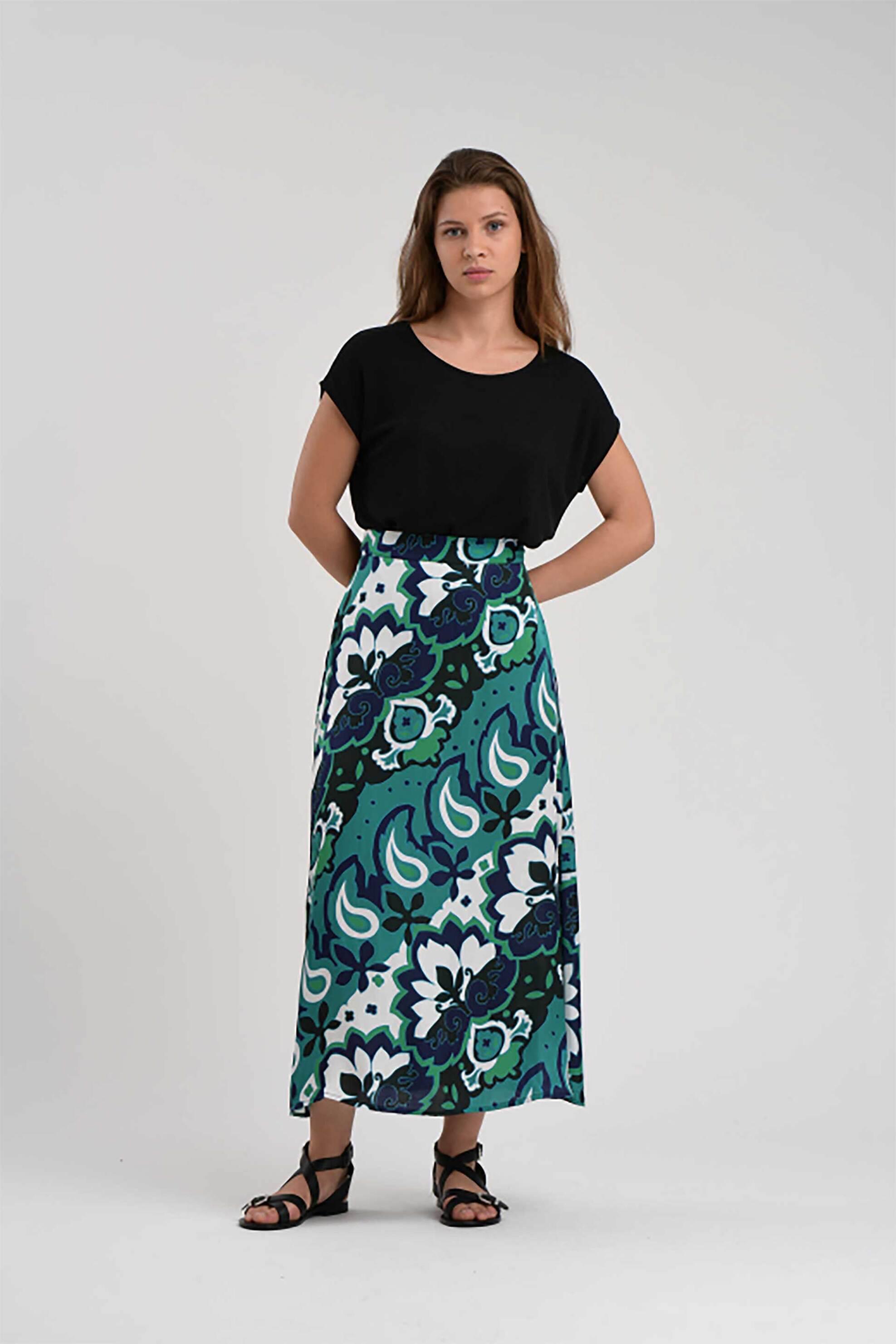 LA FEE MARABOUTEE La Fée Maraboutée γυναικεία midi φούστα με all-over print - FJ-JU-CLODIA-O Πετρόλ