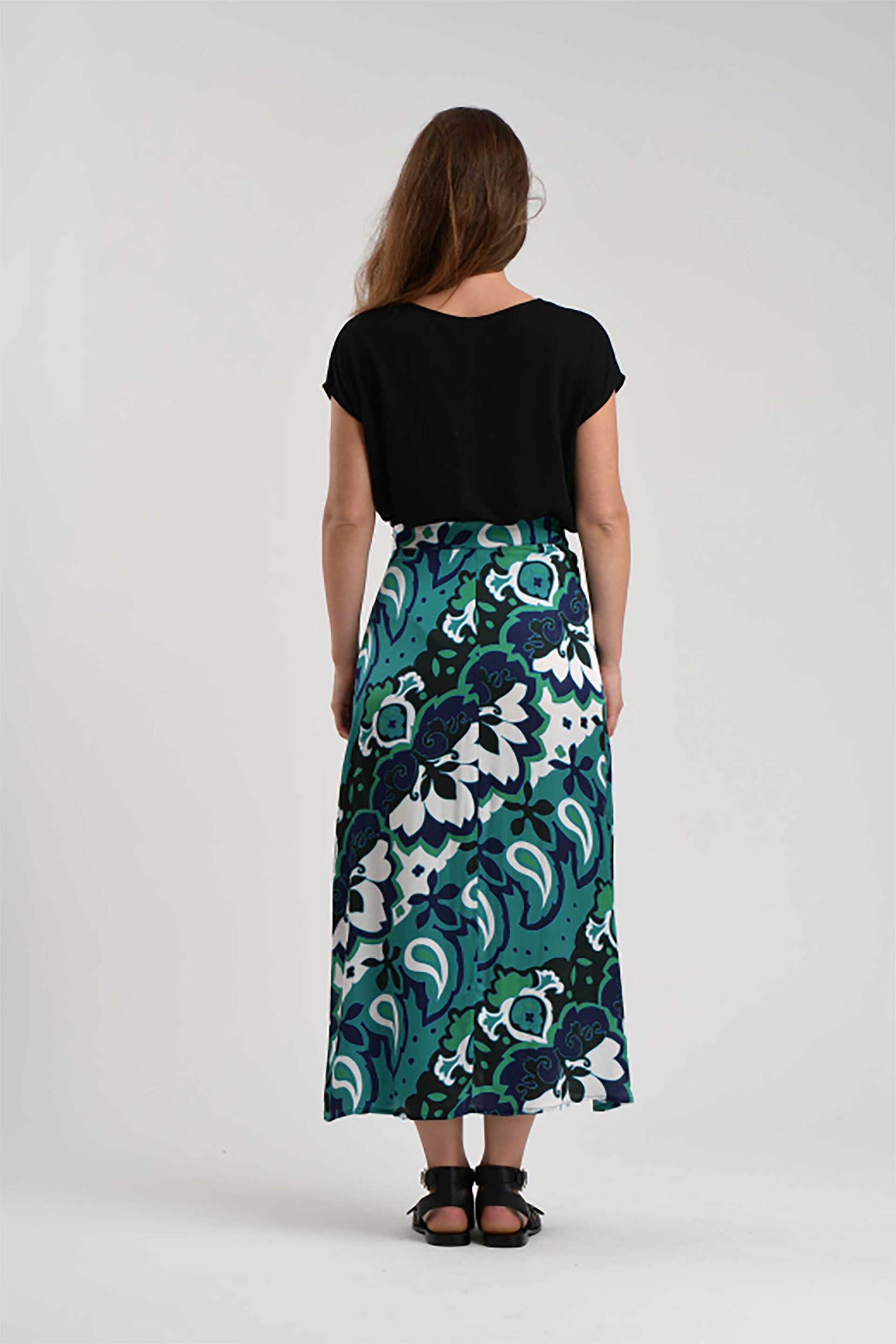 La Fée Maraboutée γυναικεία midi φούστα με all-over print - FJ-JU-CLODIA-O Πετρόλ φωτογραφία