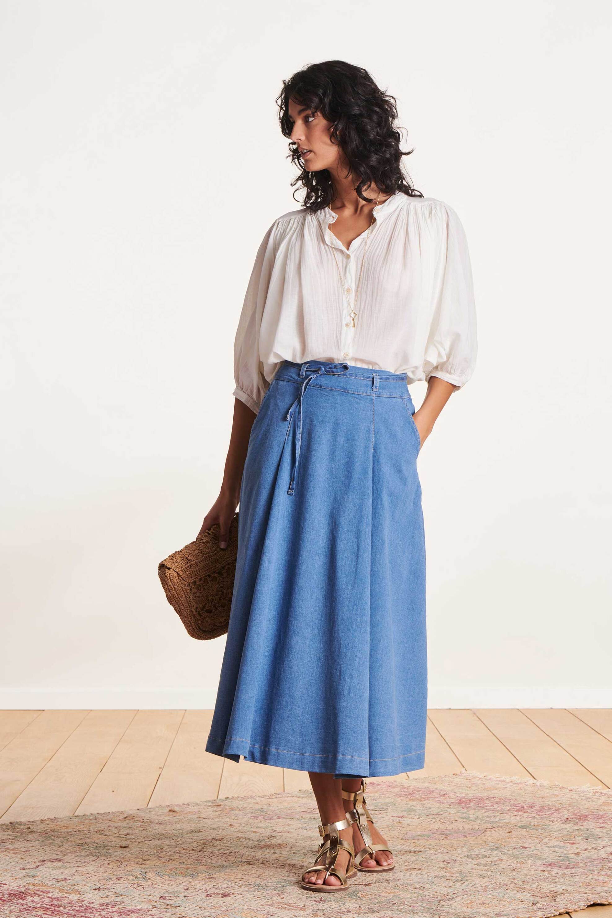  La Fée Maraboutée γυναικεία φούστα midi denim - FJ-JU-DALIX-J Denim Blue 2025