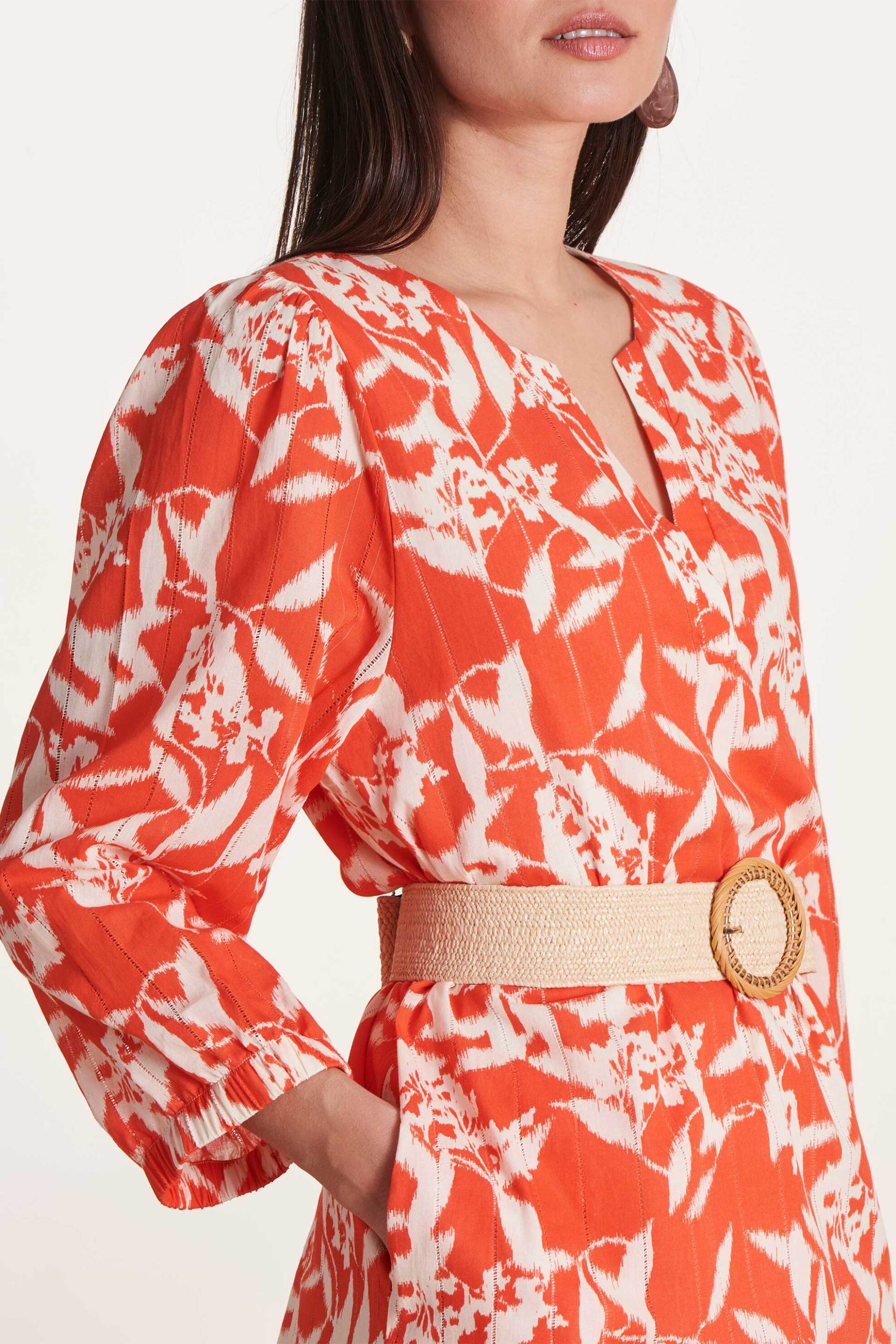 La Fée Maraboutée γυναικείο mini φόρεμα με floral print - FJ-RO-DAIA-F Πορτοκαλί φωτογραφία