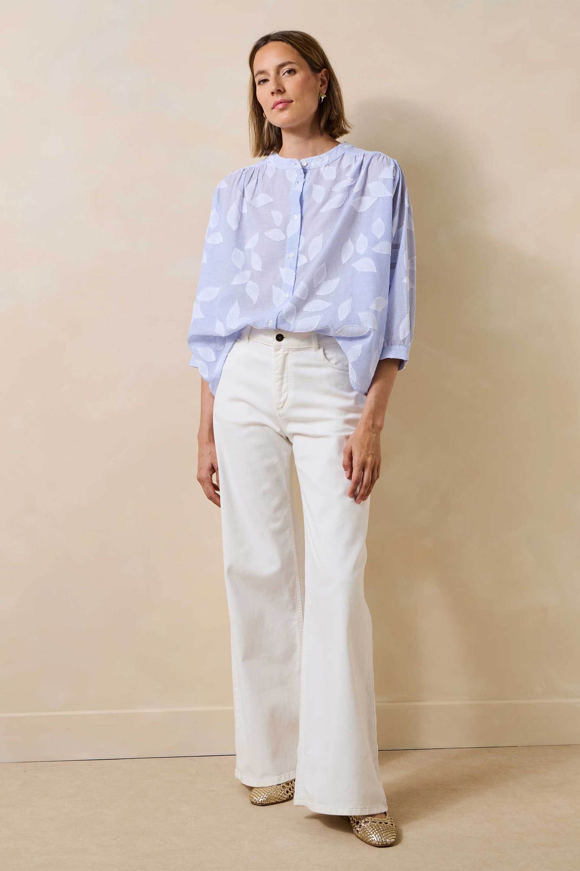 La Fée Maraboutée γυναικείo πουκάμισο με floral print - FL-CH-DOUWINA-J Γαλάζιο