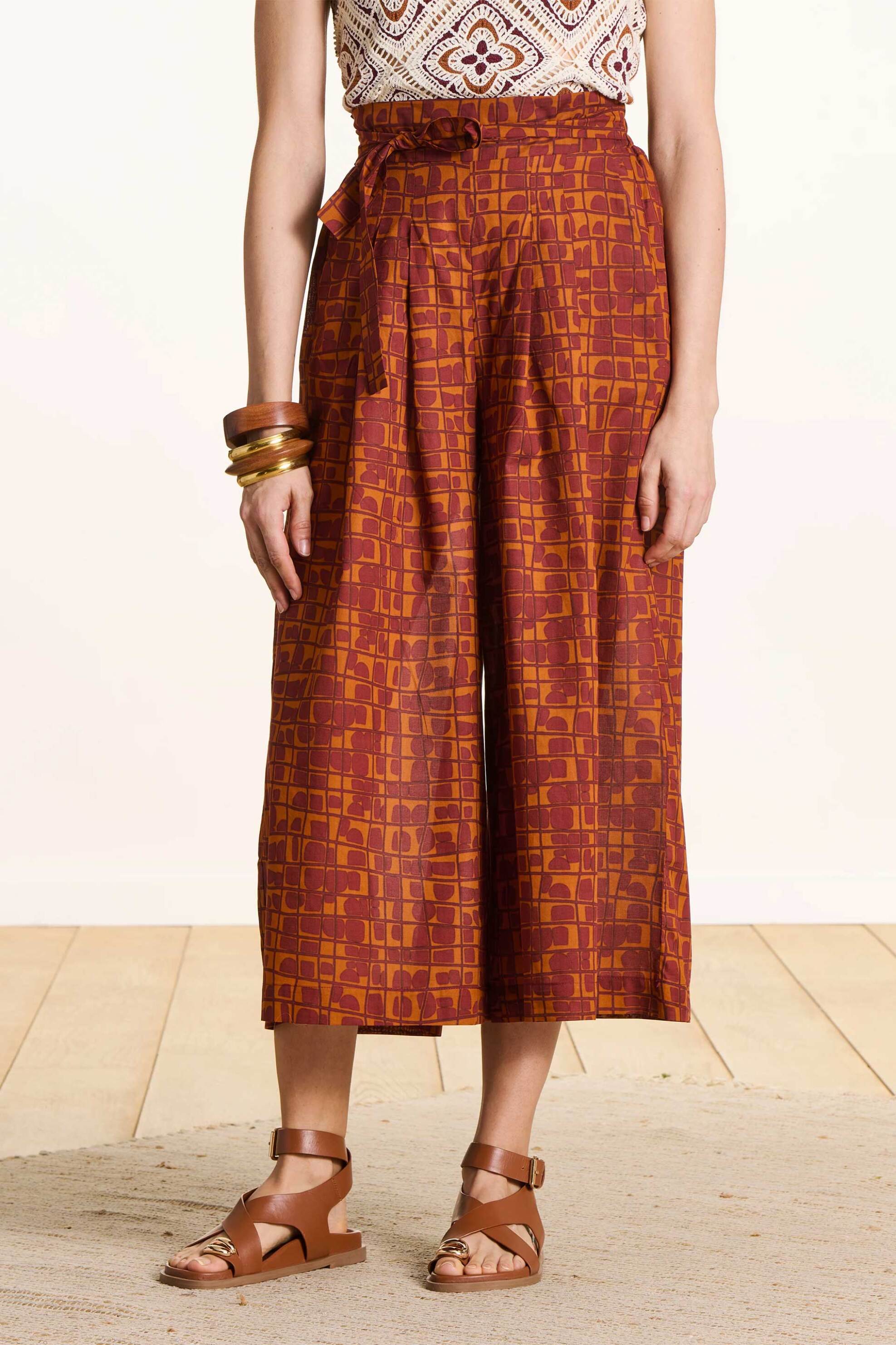 LA FEE MARABOUTEE La Fée Maraboutée γυναικείο παντελόνι με all-over print cropped - FL-PA-DACTUS-C Κεραμιδί - 2