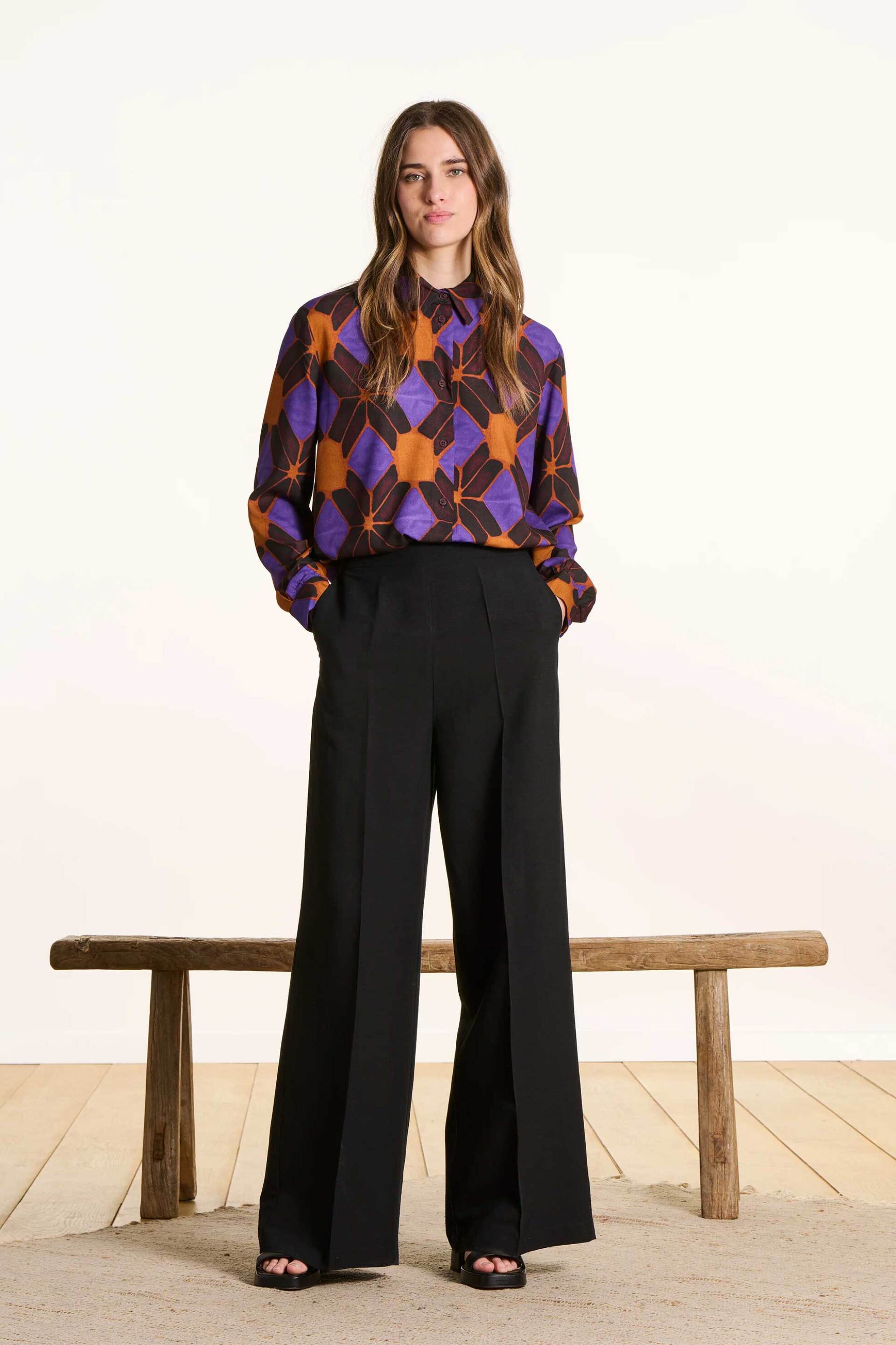 La Fée Maraboutée γυναικείο παντελόνι Straight Fit - FL-PA-DERICK-L Μαύρο