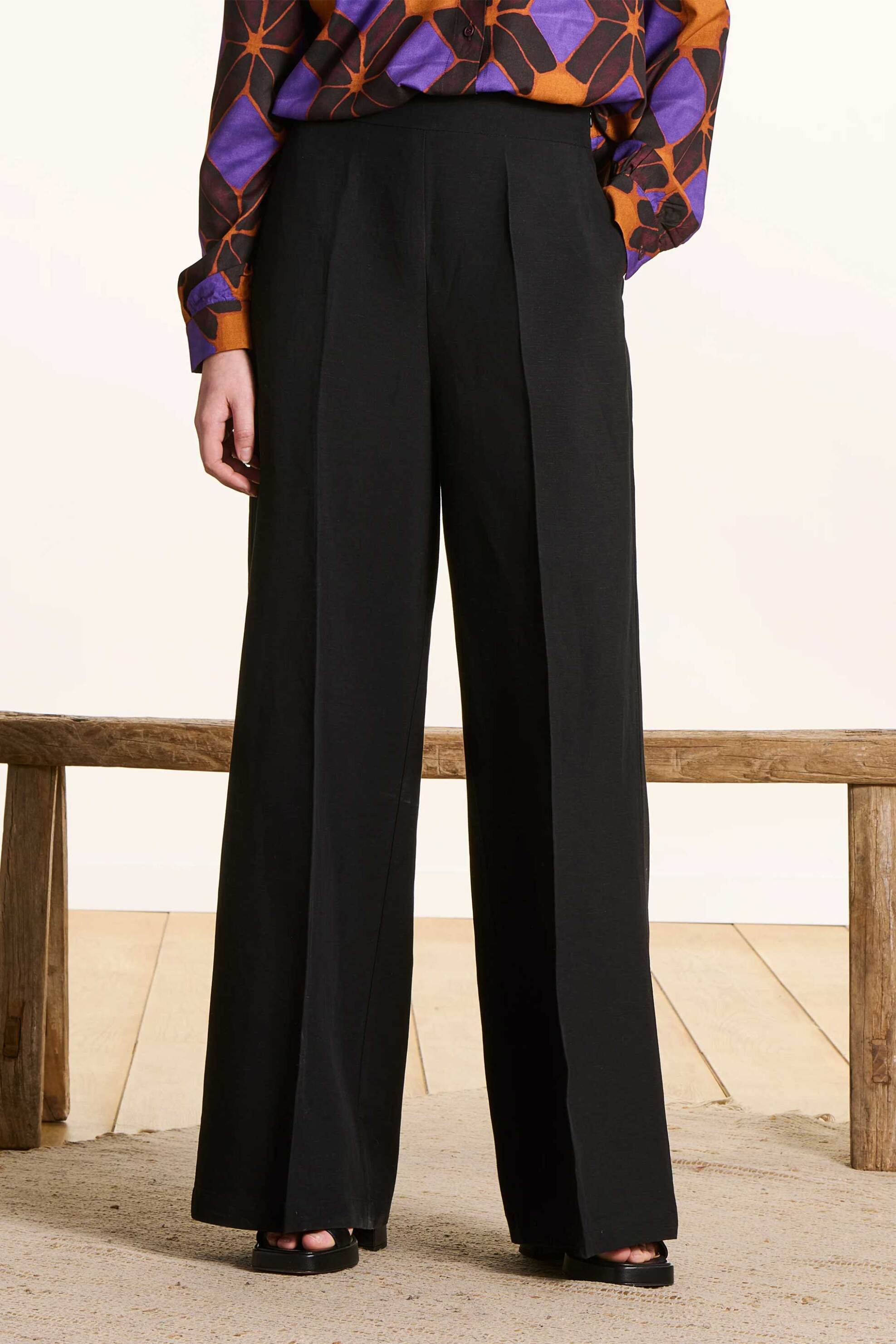 La Fée Maraboutée γυναικείο παντελόνι Straight Fit - FL-PA-DERICK-L Μαύρο