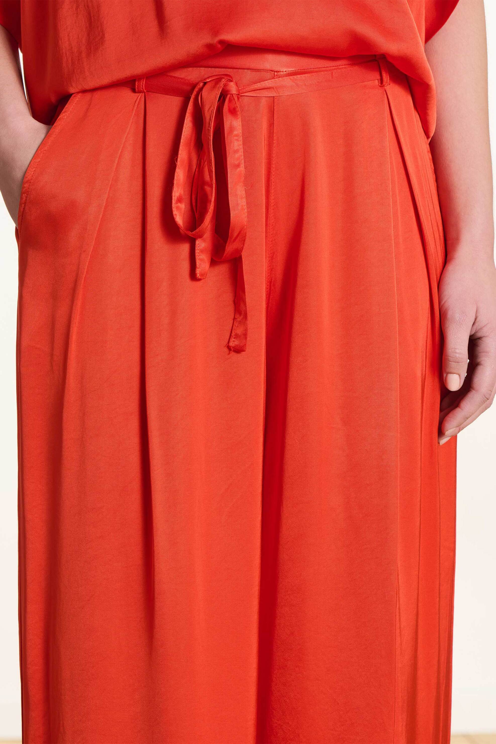 LA FEE MARABOUTEE La Fée Maraboutée γυναικείο παντελόνι μονόχρωμο Wide Fit - FL-PA-FEROUZ-R Κόκκινο - 2