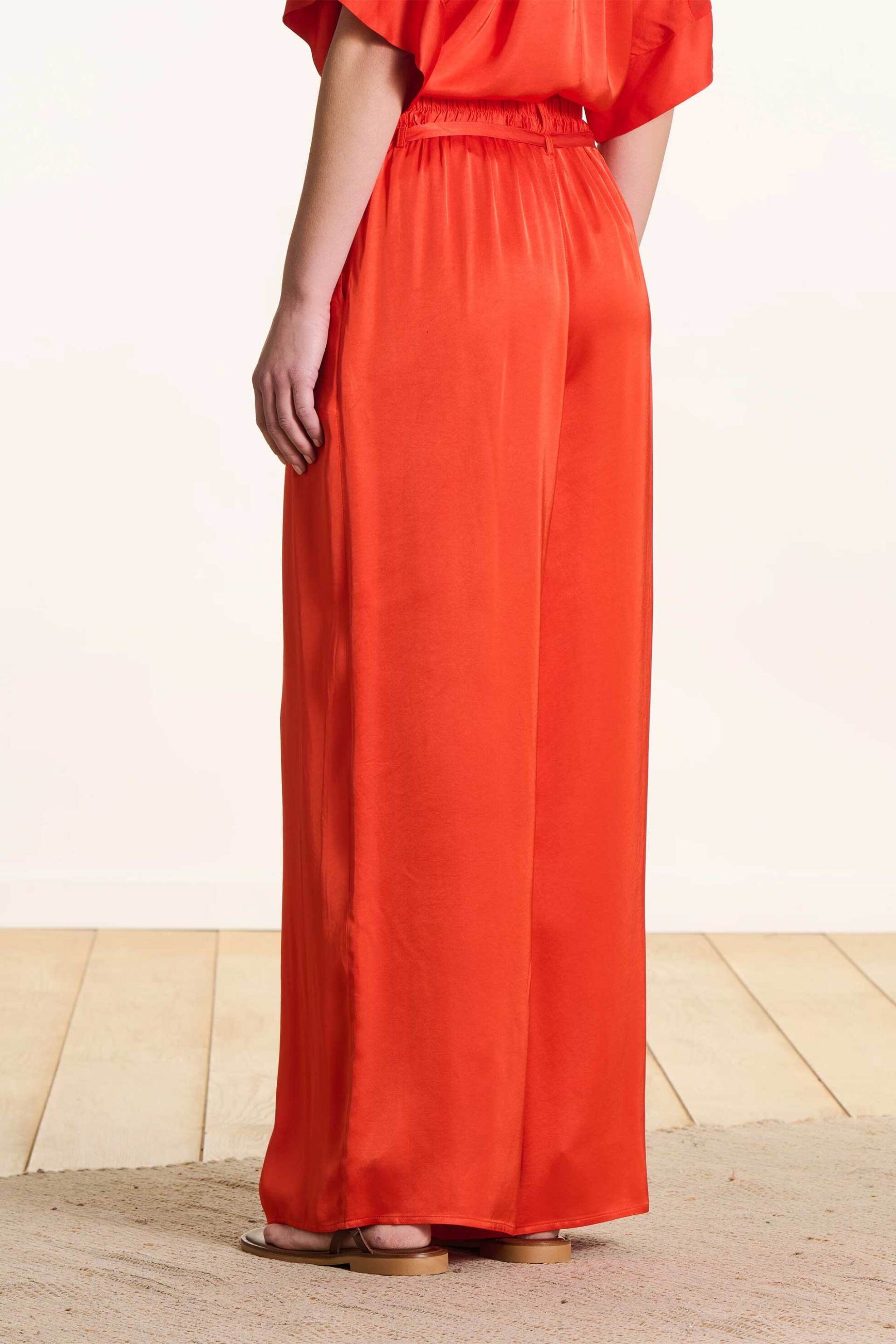 LA FEE MARABOUTEE La Fée Maraboutée γυναικείο παντελόνι μονόχρωμο Wide Fit - FL-PA-FEROUZ-R Κόκκινο - 3