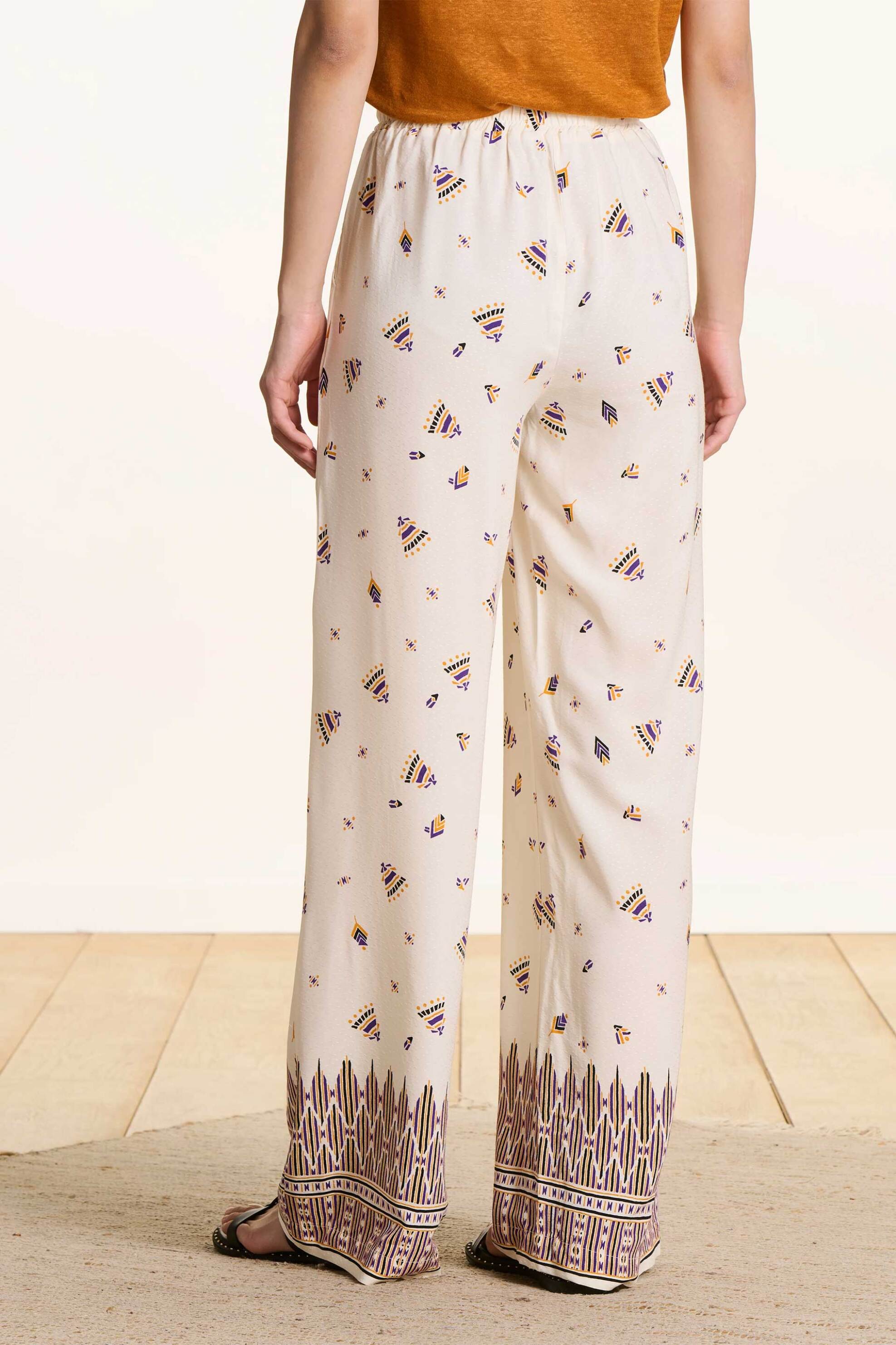 LA FEE MARABOUTEE La Fée Maraboutée γυναικείο παντελόνι με all-over print Wide Fit - FL-PA-PACOA-O Εκρού - 3