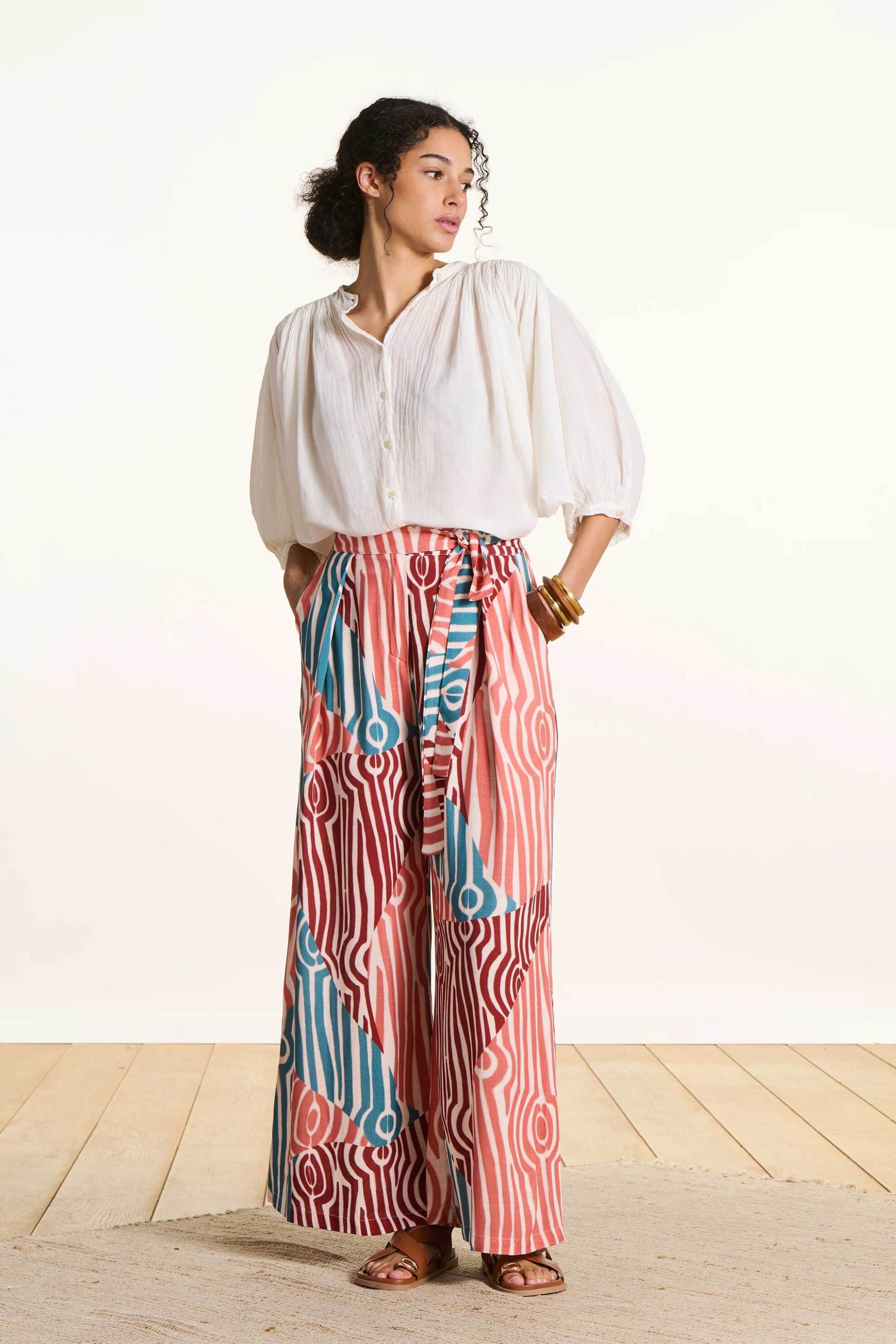 La Fée Maraboutée γυναικείο παντελόνι με all-over print Wide Fit - FL-PA-SIMBA-O Ροζ
