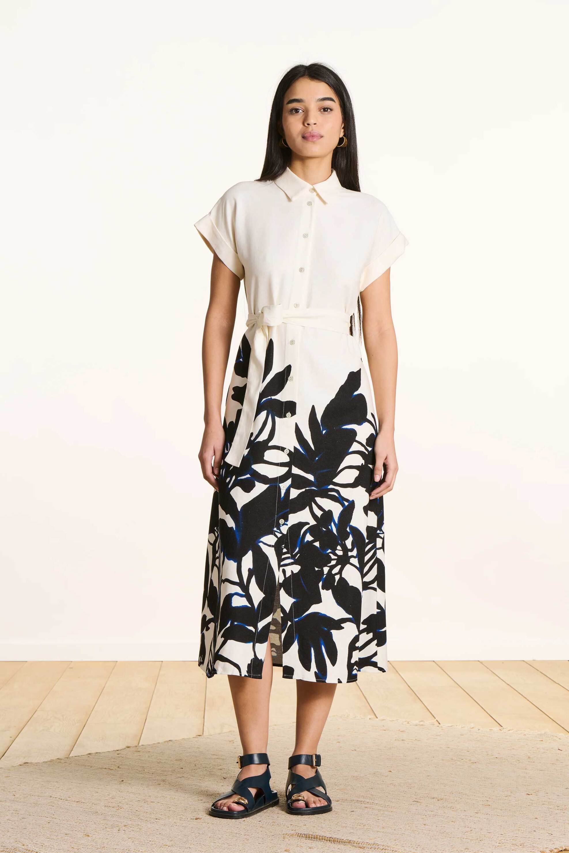 La Fée Maraboutée γυναικείο midi φόρεμα σεμιζιέ με all-over print - FL-RO-FATOU-F Μαύρο
