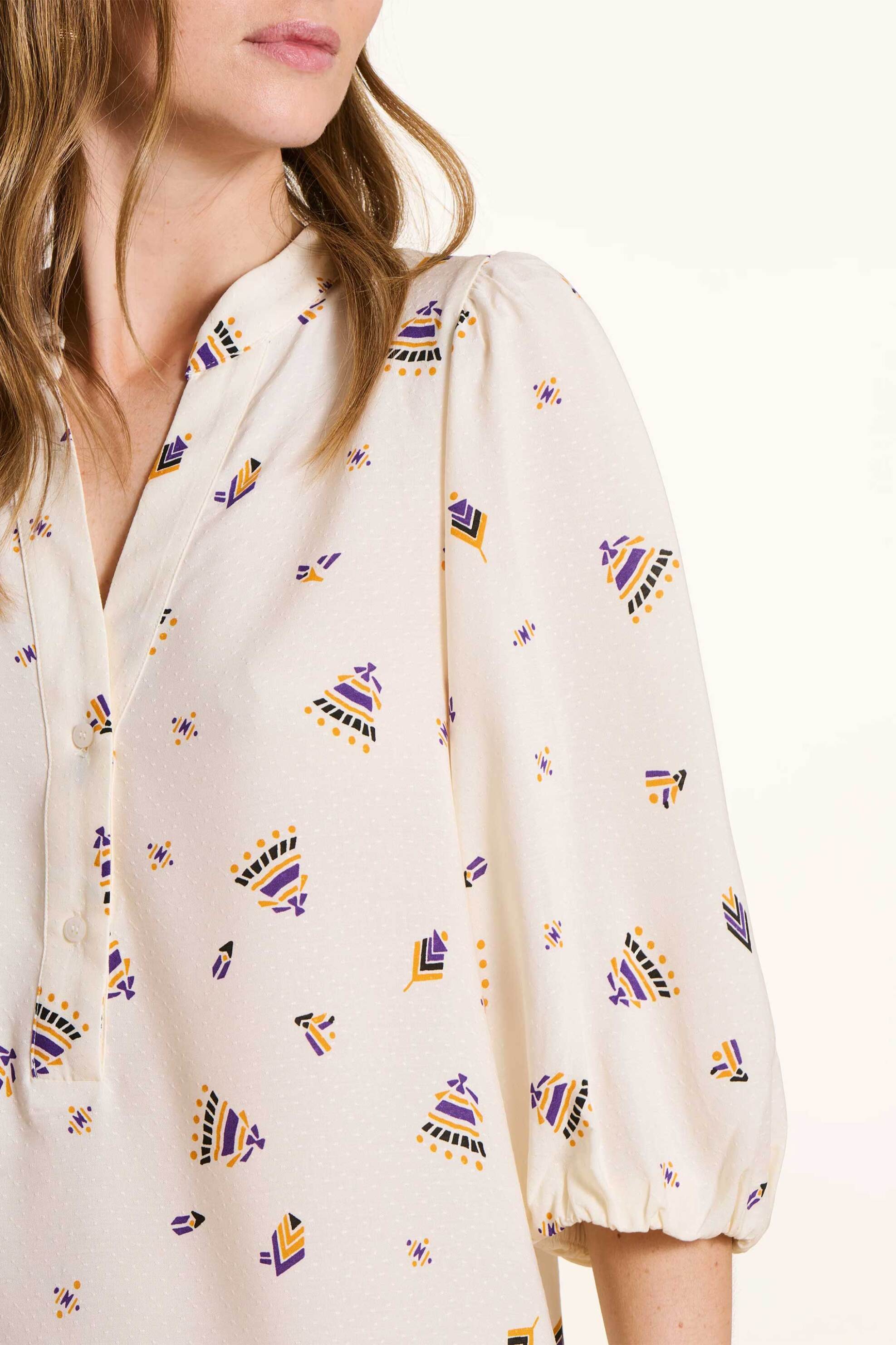 La Fée Maraboutée γυναικείο mini φόρεμα με all-over print - FL-RO-FERTIGO-O Εκρού φωτογραφία