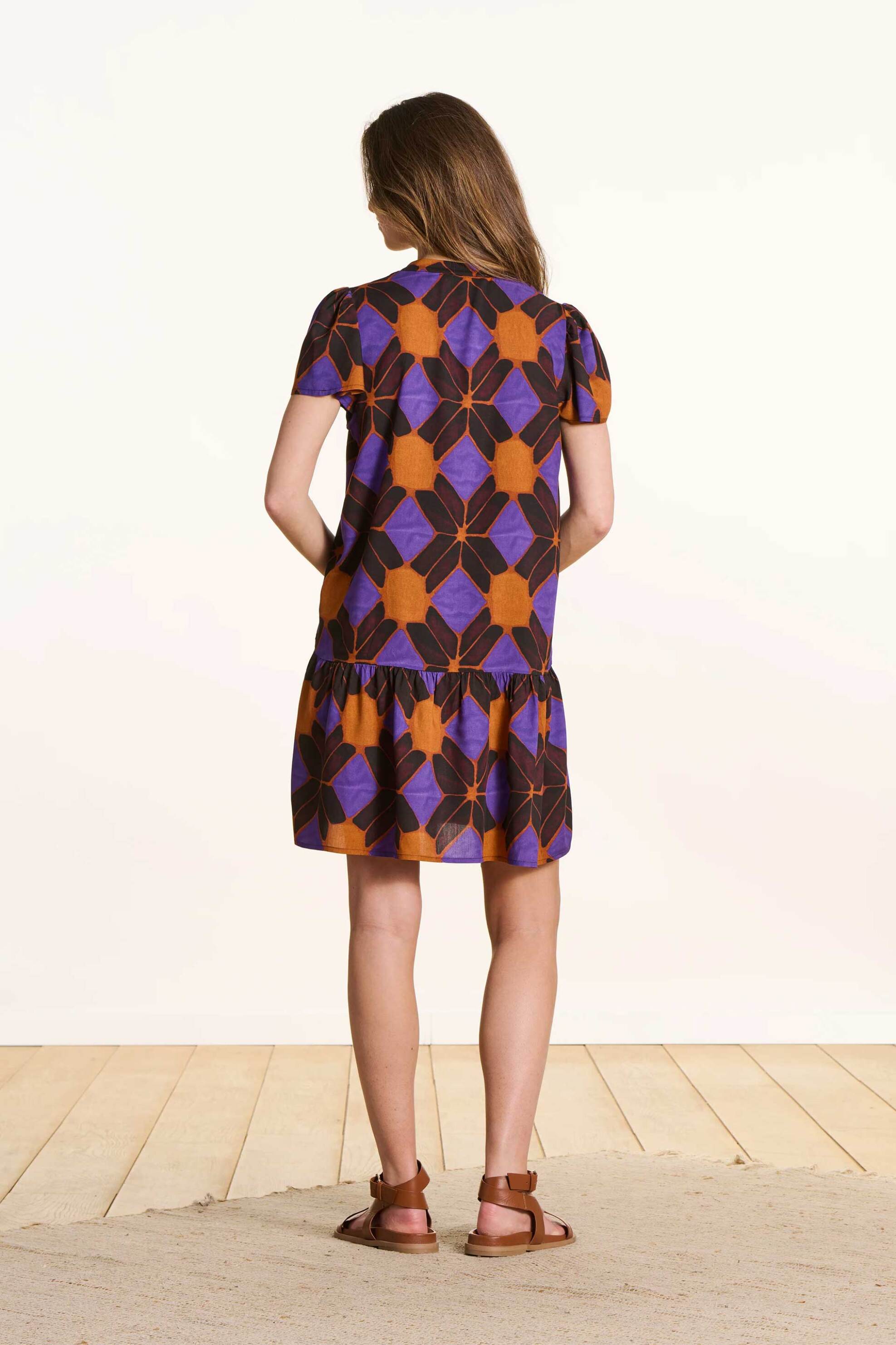 La Fée Maraboutée γυναικείο mini φόρεμα με all-over print - FL-RO-FRAME-V Καφέ φωτογραφία