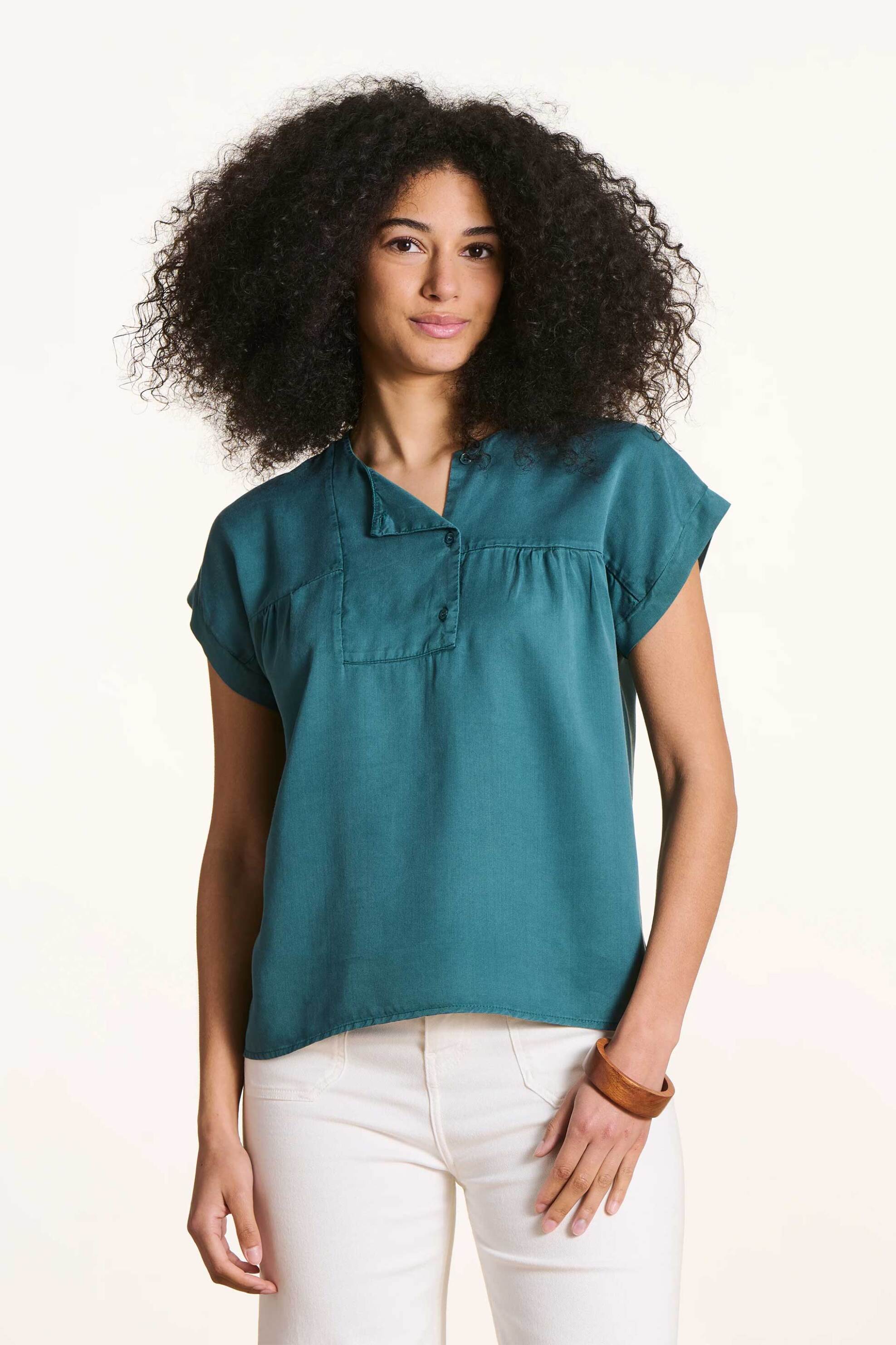 La Fée Maraboutée γυναικεία μπλούζα μονόχρωμη Loose Fit - FL-TO-FLAVIER-L Μπλε Σκούρο