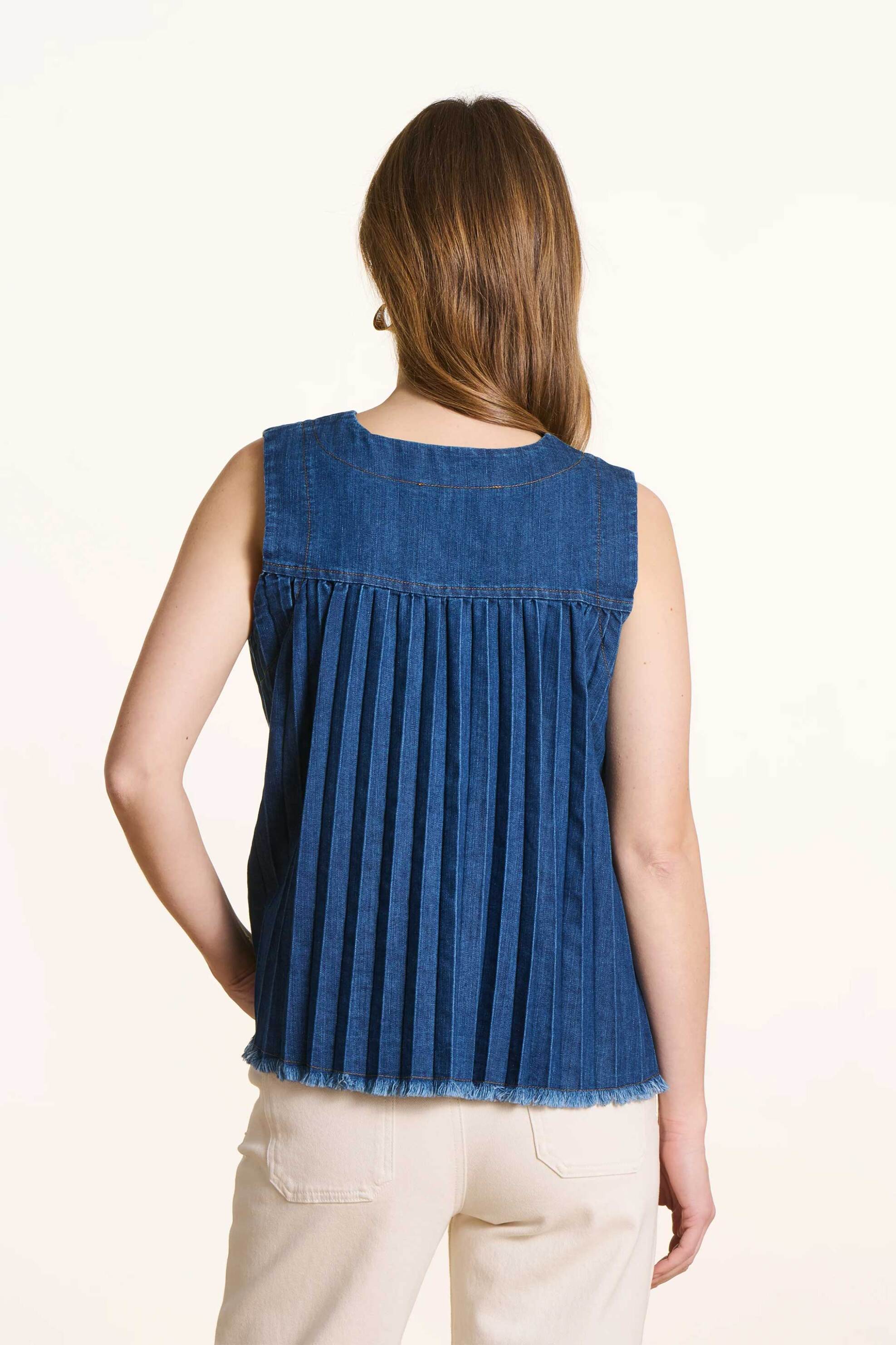 LA FEE MARABOUTEE La Fée Maraboutée γυναικείο τοπ denim αμάνικο - FL-TO-FOTO-D Denim Blue - 3