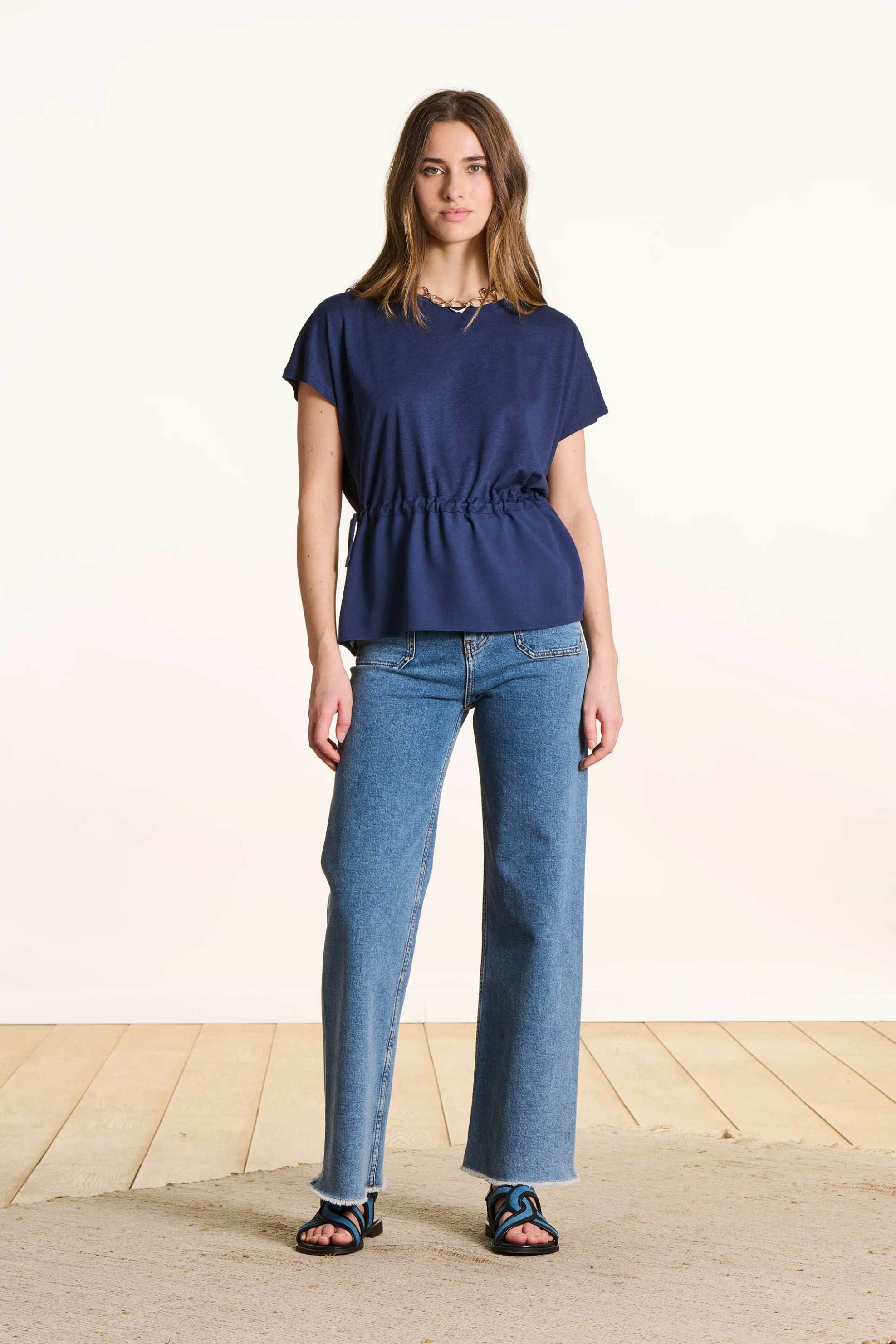 LA FEE MARABOUTEE La Fée Maraboutée γυναικεία μπλούζα μονόχρωμη Loose Fit - FL-TS-FINESSE-M Μπλε - 2