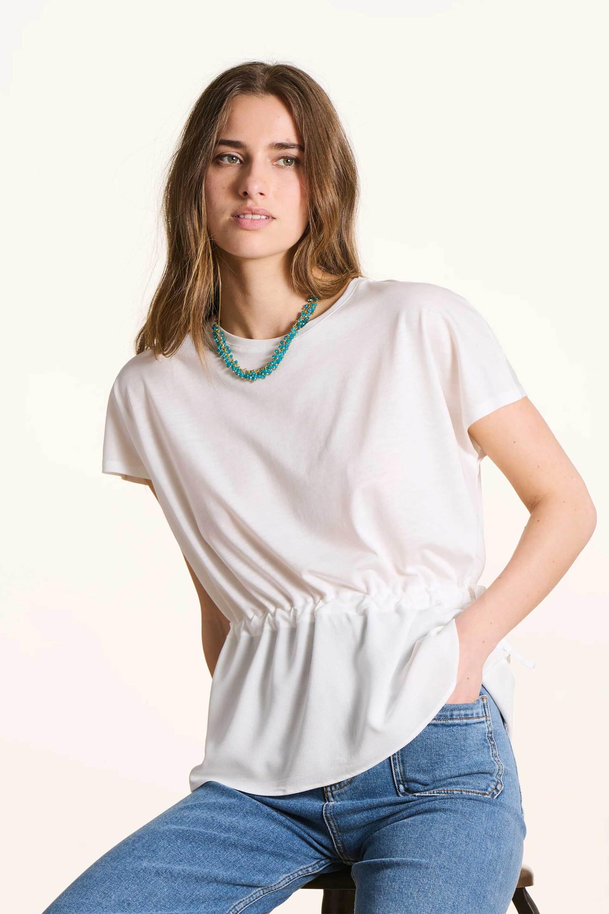 La Fée Maraboutée γυναικεία μπλούζα μονόχρωμη Loose Fit - FL-TS-FINESSE-M Εκρού