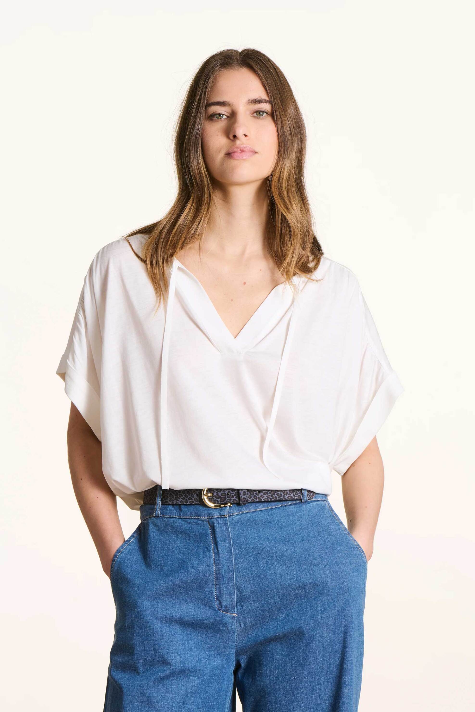 La Fée Maraboutée γυναικεία μπλούζα μονόχρωμη Loose Fit - FL-TS-FINO-M Εκρού