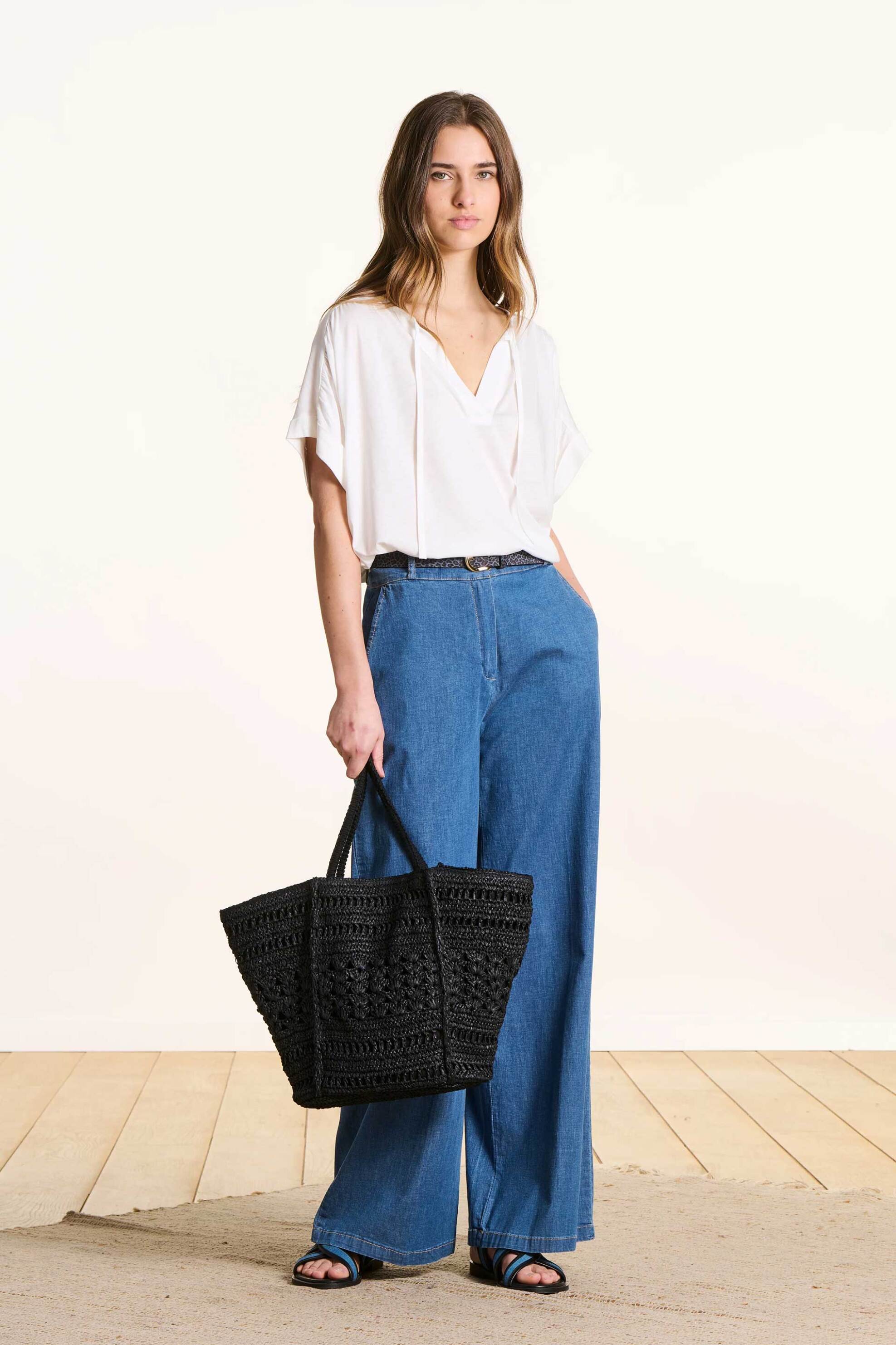 La Fée Maraboutée γυναικεία μπλούζα μονόχρωμη Loose Fit - FL-TS-FINO-M Εκρού