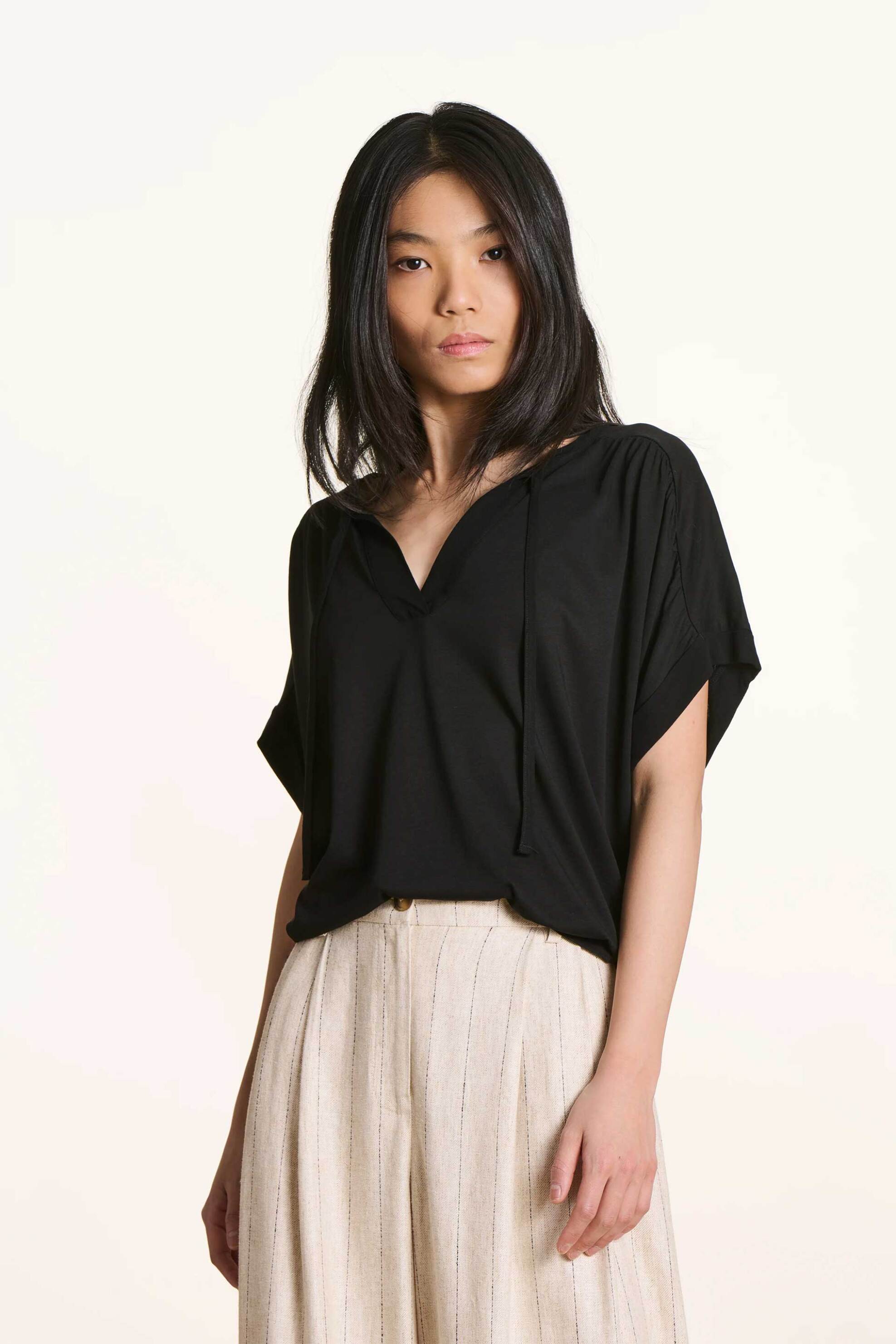 La Fée Maraboutée γυναικεία μπλούζα μονόχρωμη Loose Fit - FL-TS-FINO-M Μαύρο
