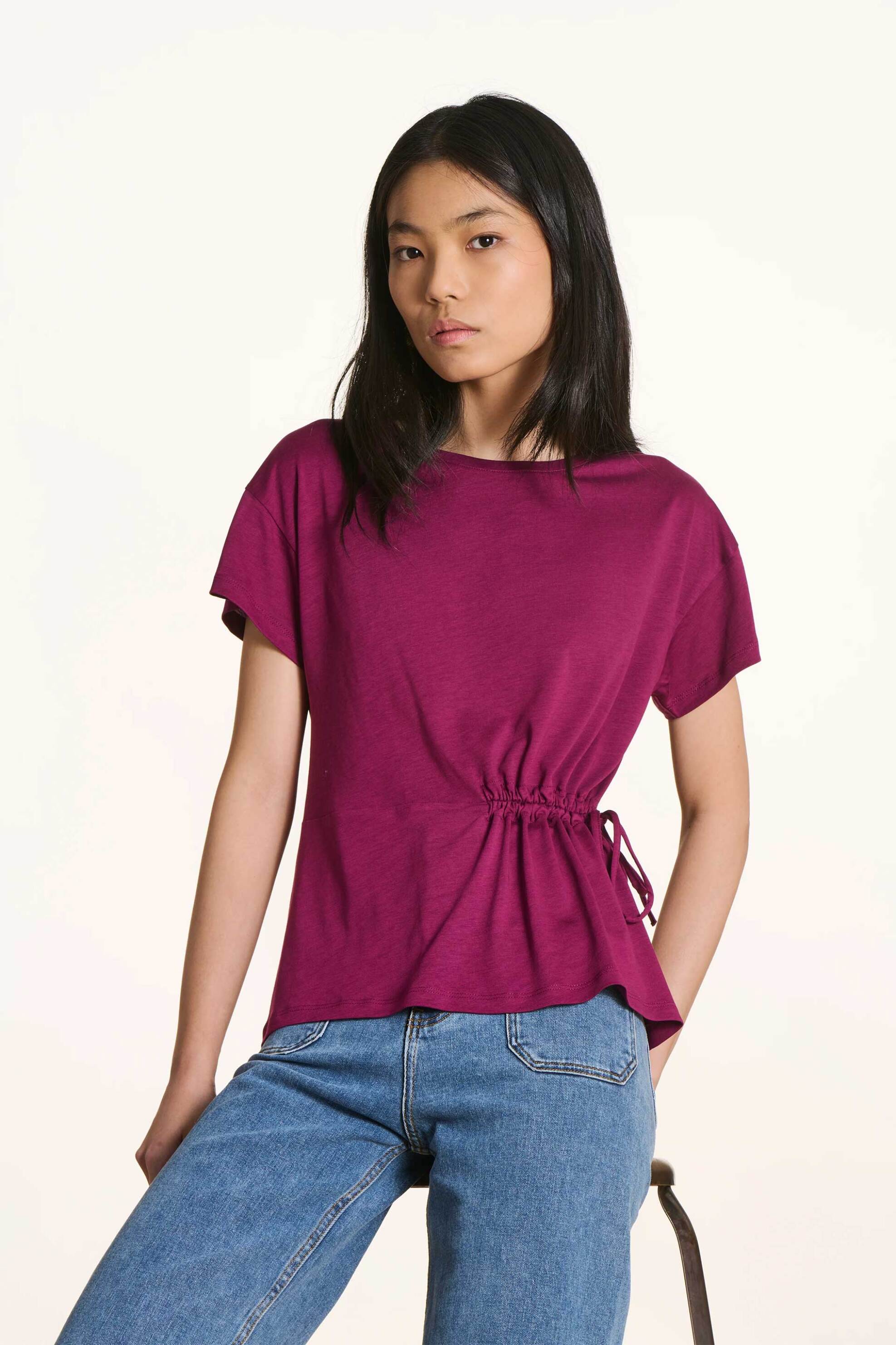 La Fée Maraboutée γυναικεία μπλούζα μονόχρωμη Loose Fit - FL-TS-FLUX-L Βυσσινί