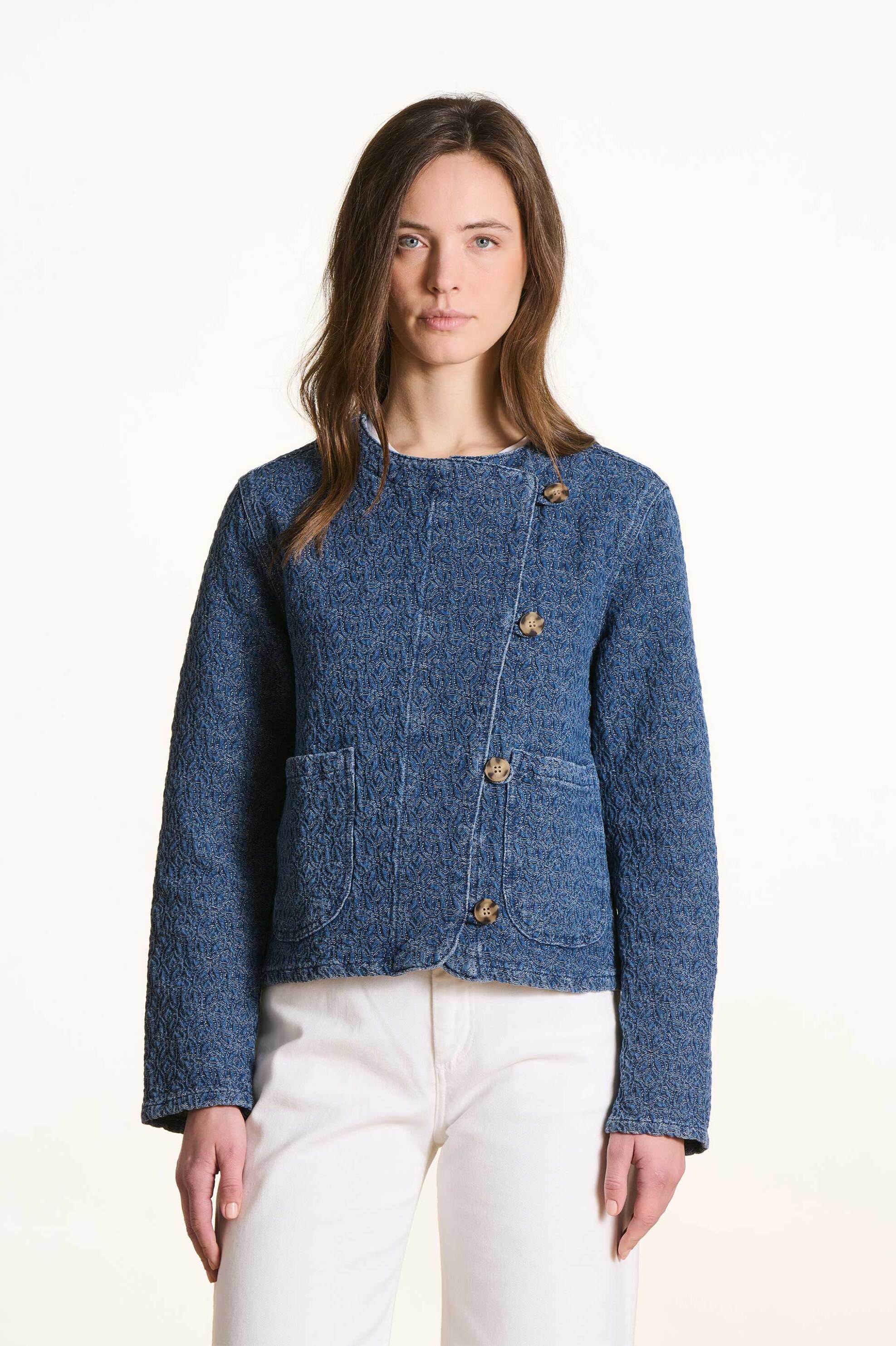 LA FEE MARABOUTEE La Fée Maraboutée γυναικείο denim jacket - FL-VE-FEUILLE-R Denim Blue