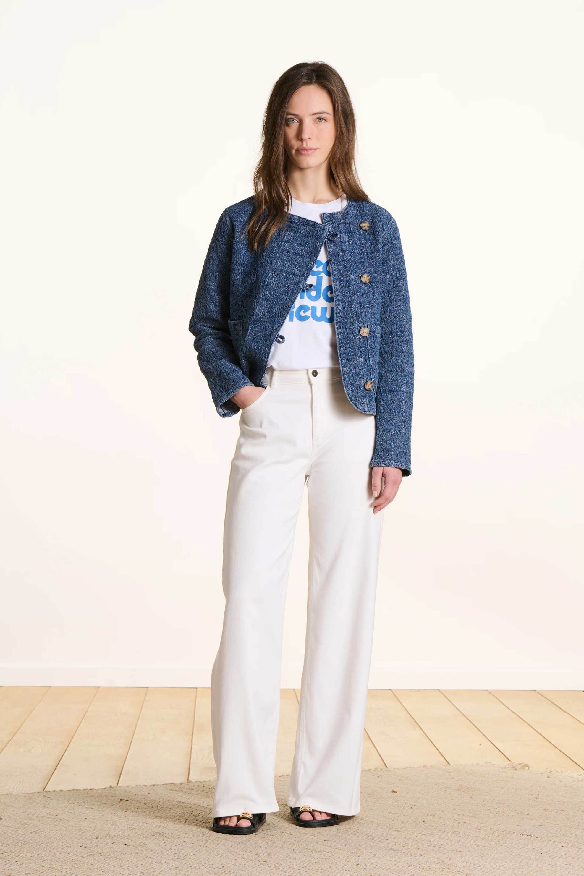 La Fée Maraboutée γυναικείο denim jacket - FL-VE-FEUILLE-R Denim Blue φωτογραφία