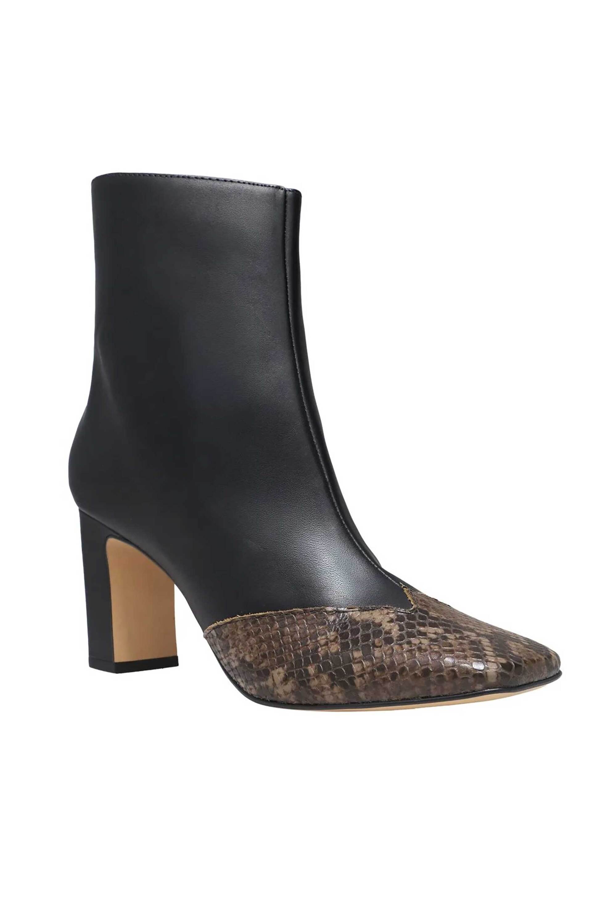 Carrano γυναικεία δερμάτινα μποτάκια με snake print μύτη - 862001B-CABL01 Μαύρο